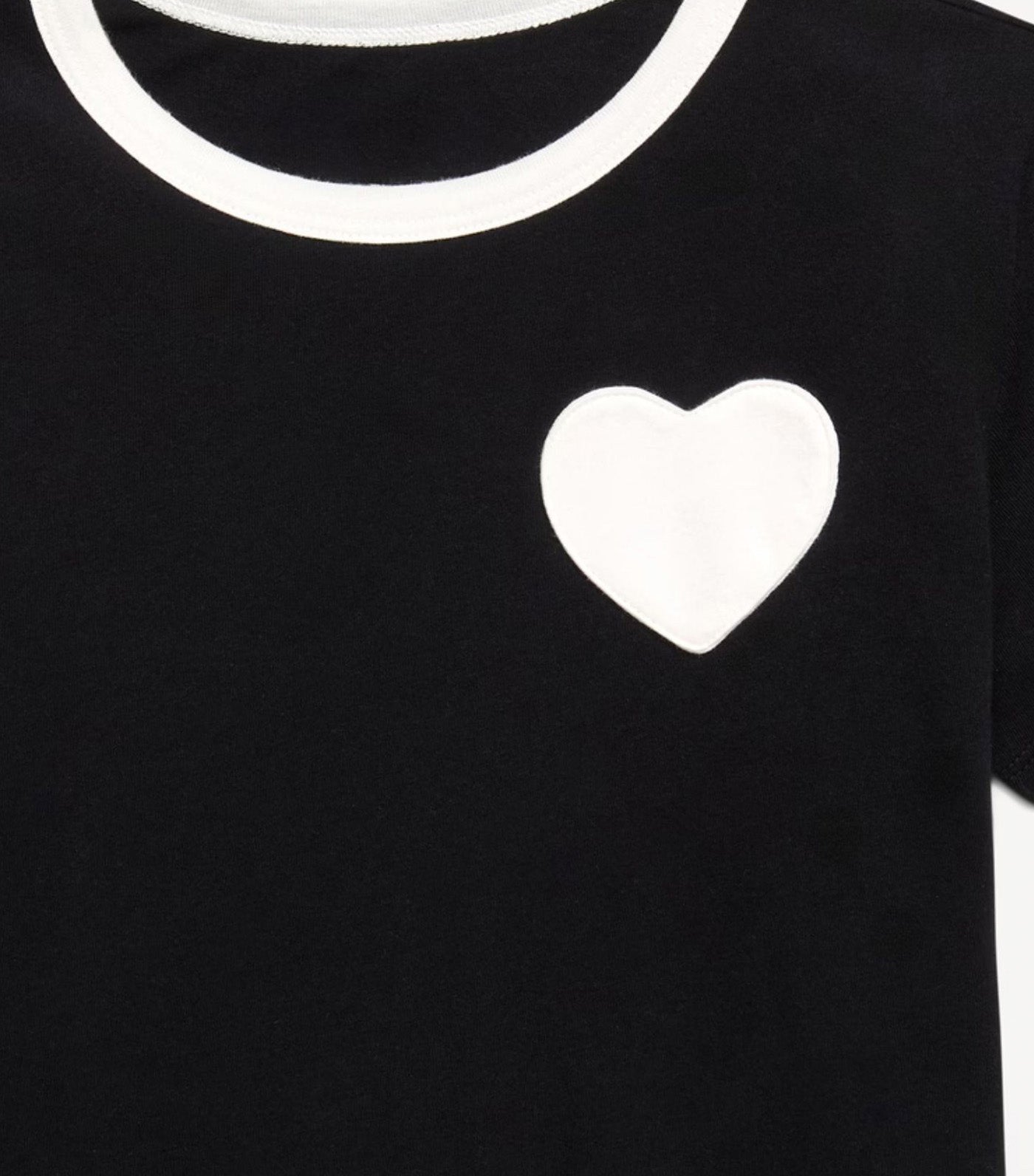 Old Navy Kids Softest Short-Sleeve Heart-Pocket T-Shirt for Girls White Heart
