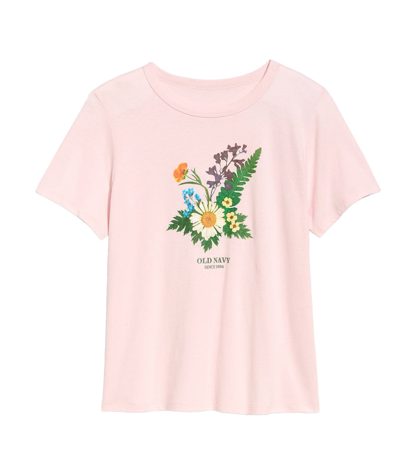Old Navy Crew-Neck Logo-Graphic T-Shirt for Women Pastel Pink