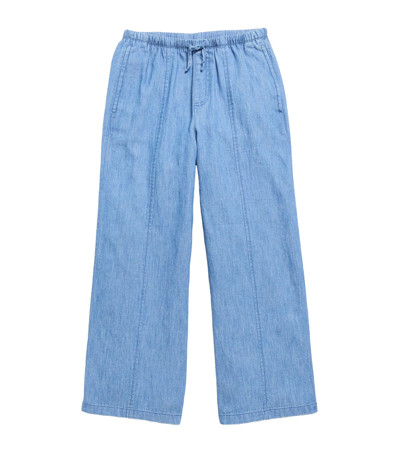 Pull-On Wide-Leg Chambray Pants for Girls