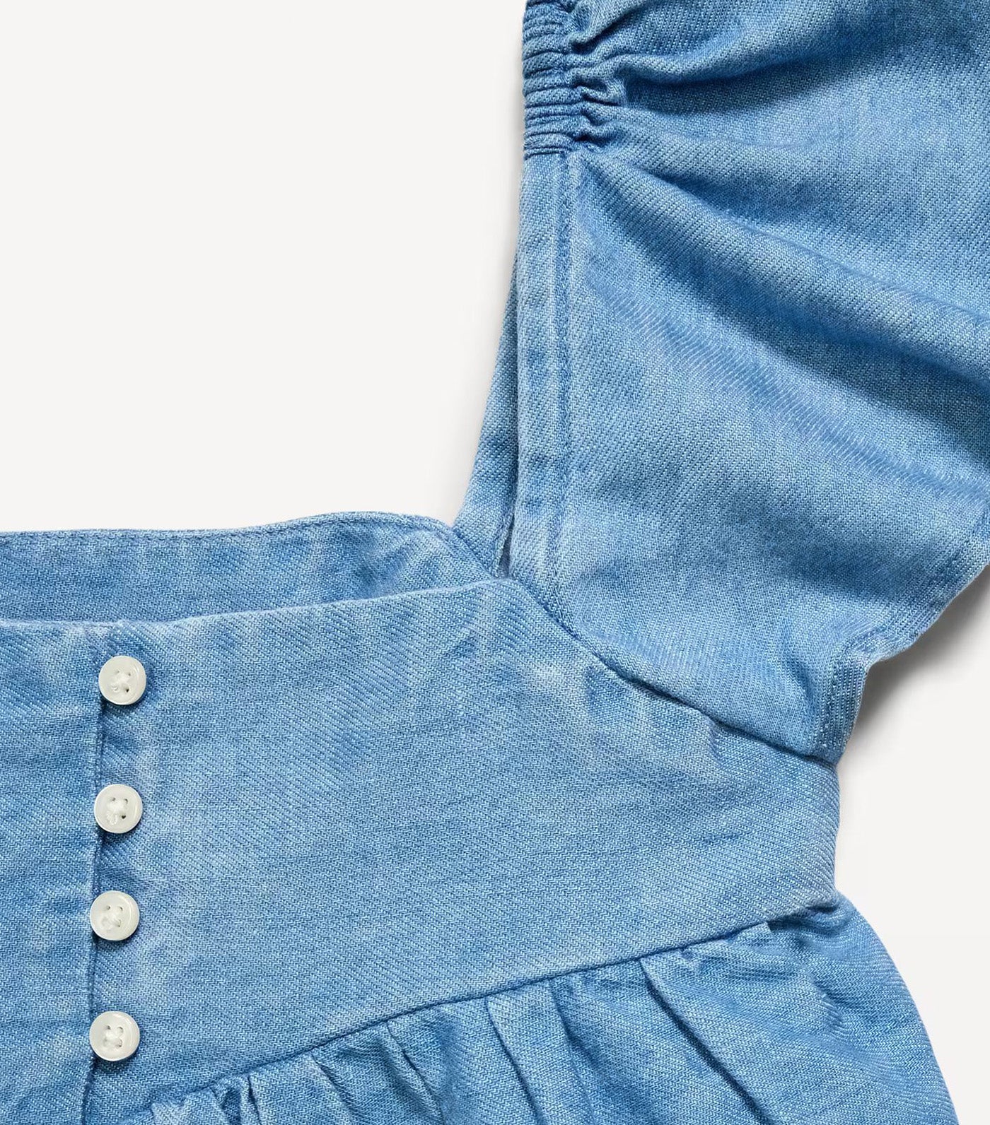 Flutter-Sleeve Chambray Top for Girls