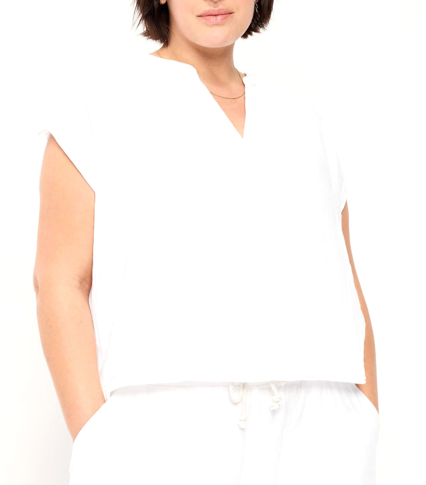 Short-Sleeve Popover Top
