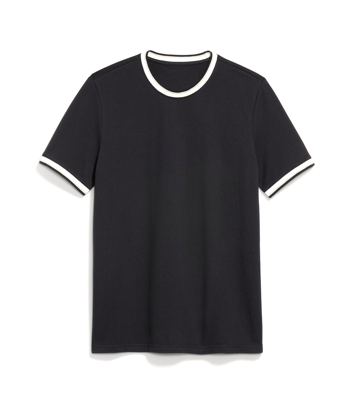 Crew-Neck Pique T-Shirt Black Jack