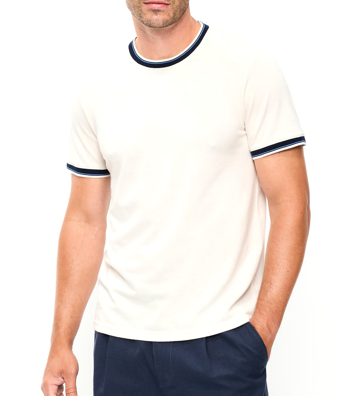 Crew-Neck Pique T-Shirt Sea Salt