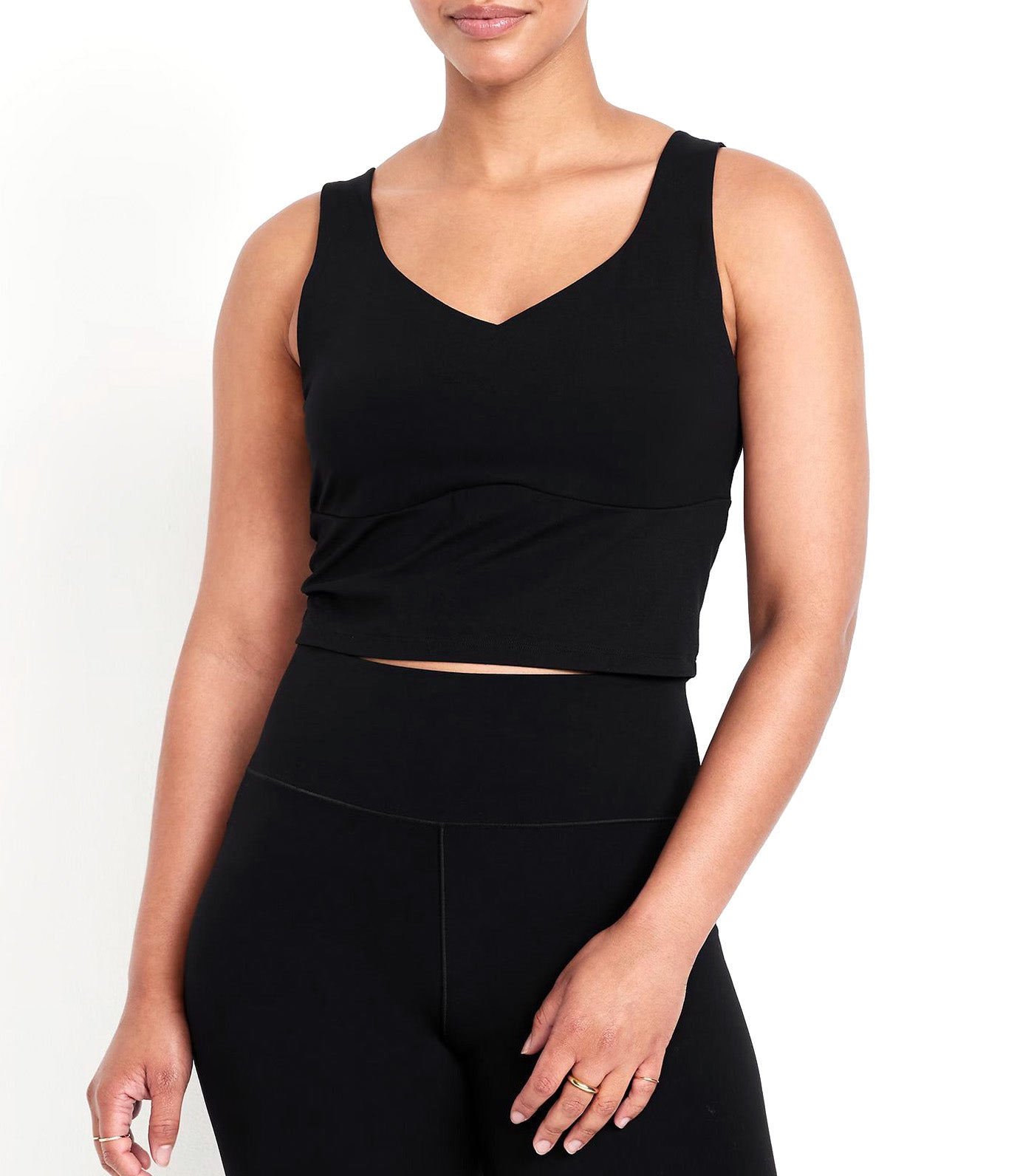 Old Navy StudioSmooth Seamed Longline Top Black Jack