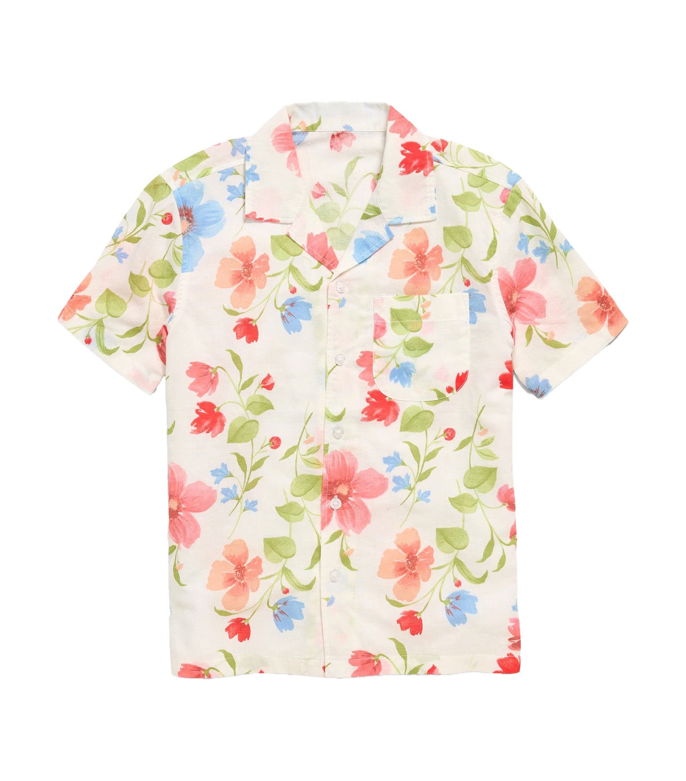 Old Navy Kids Printed Linen-Blend Pocket Shirt for Toddler Boys Cream Floral