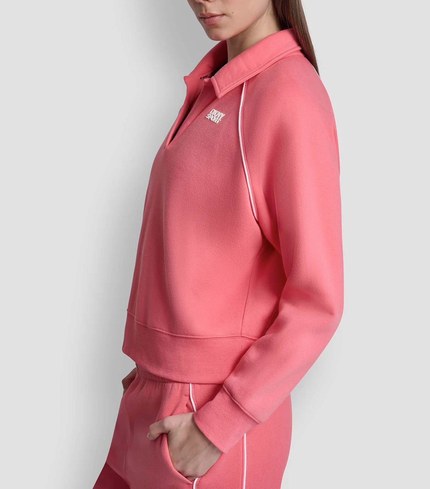 HD Logo Piped Track Raglan Polo Sweatshirt