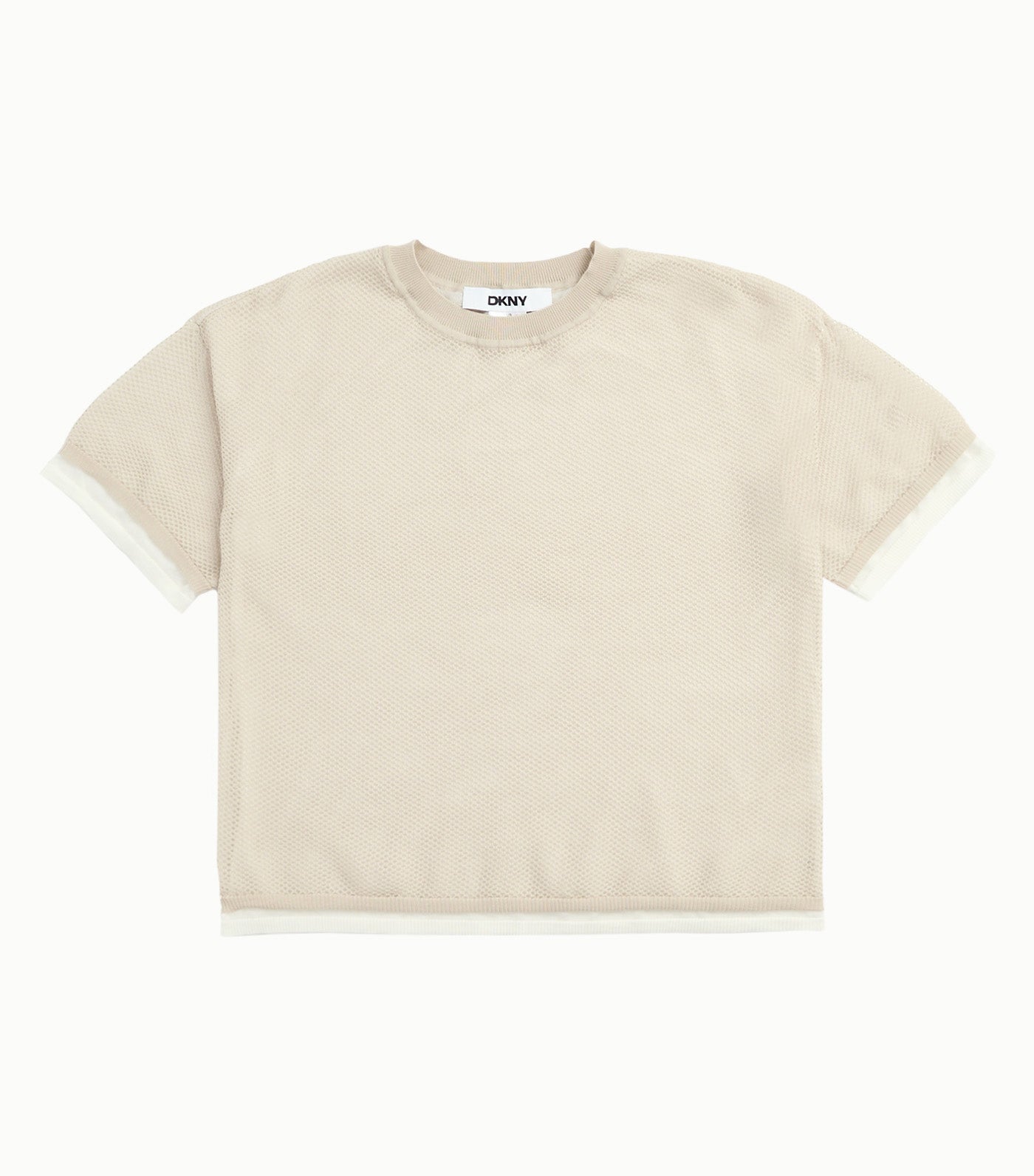 Boxy Two Layer Mesh Sweater Pebble
