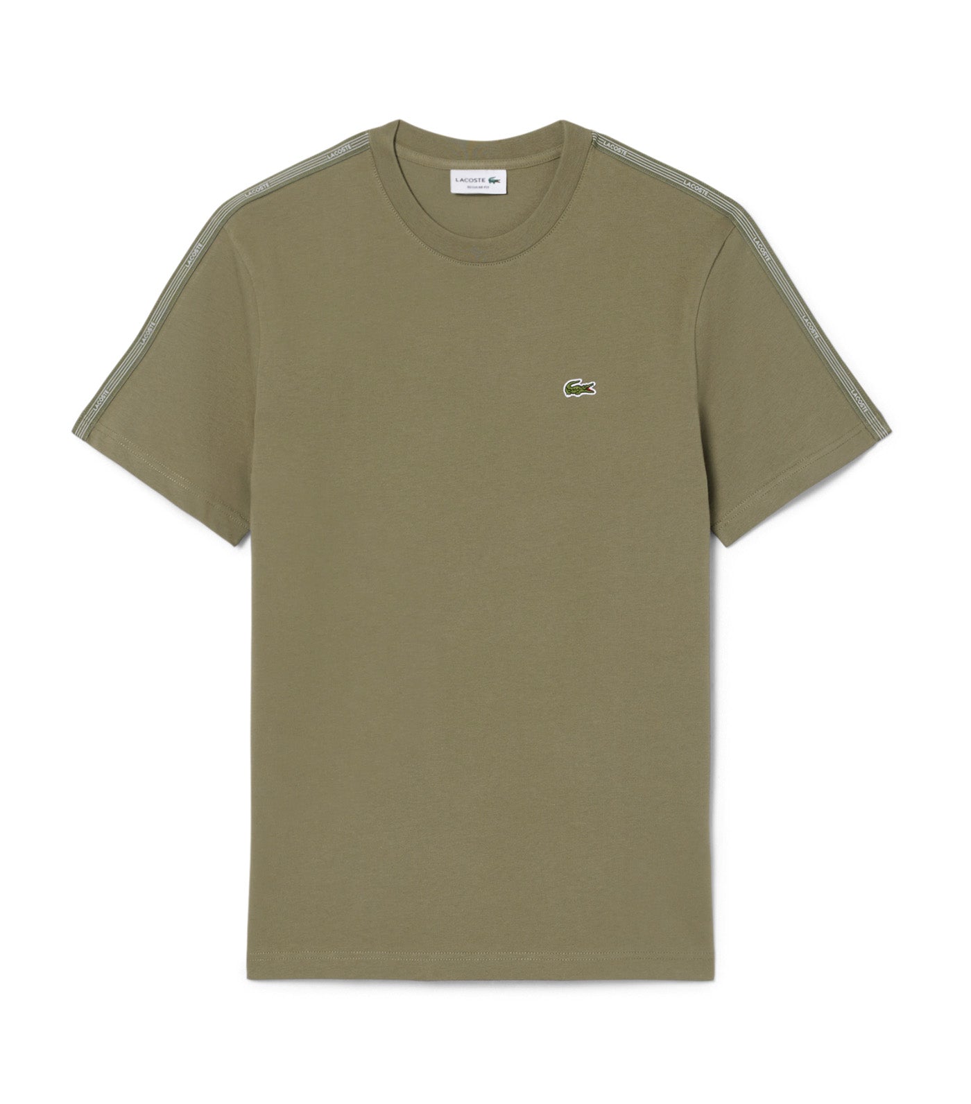 Lacoste Branded Stripe Band T-Shirt Khaki