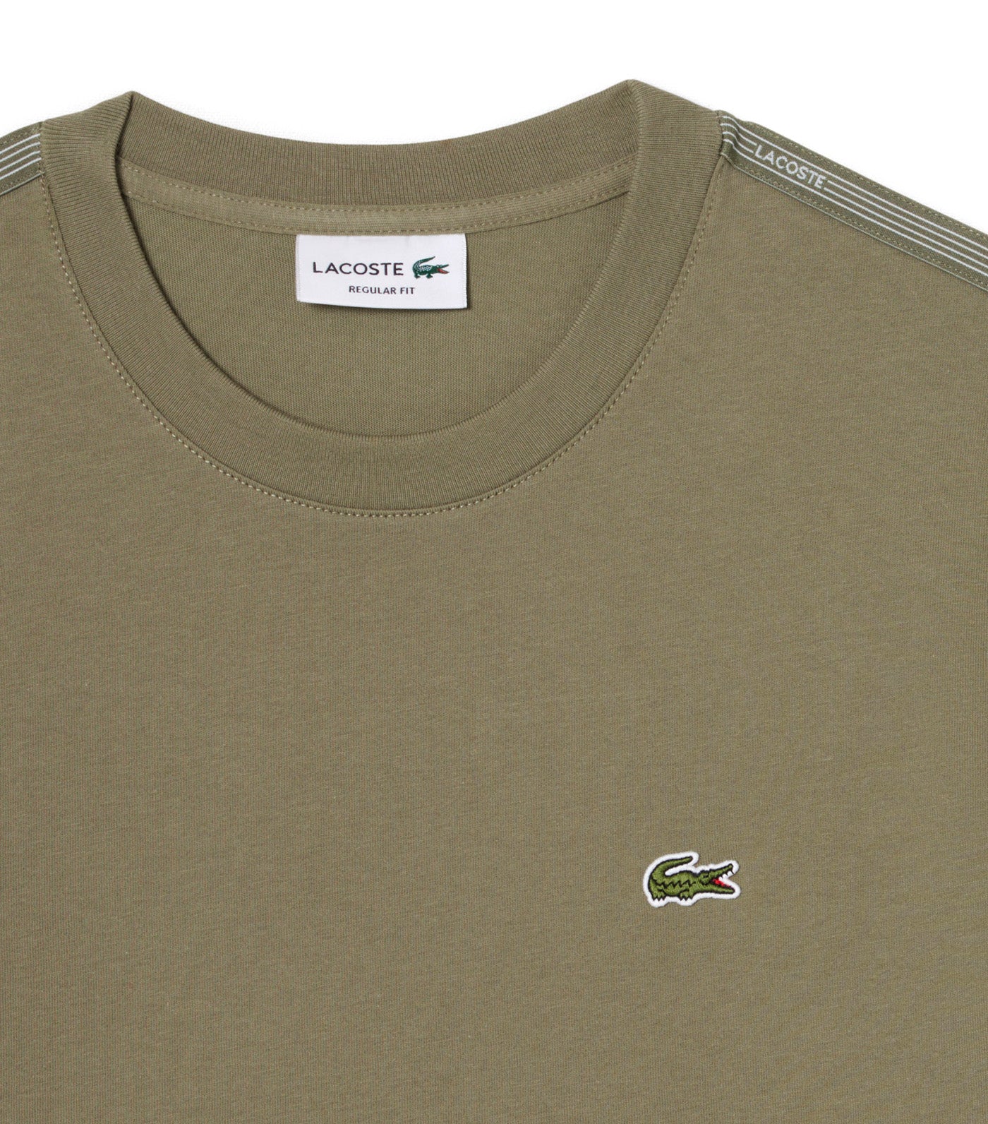 Lacoste Branded Stripe Band T-Shirt Khaki