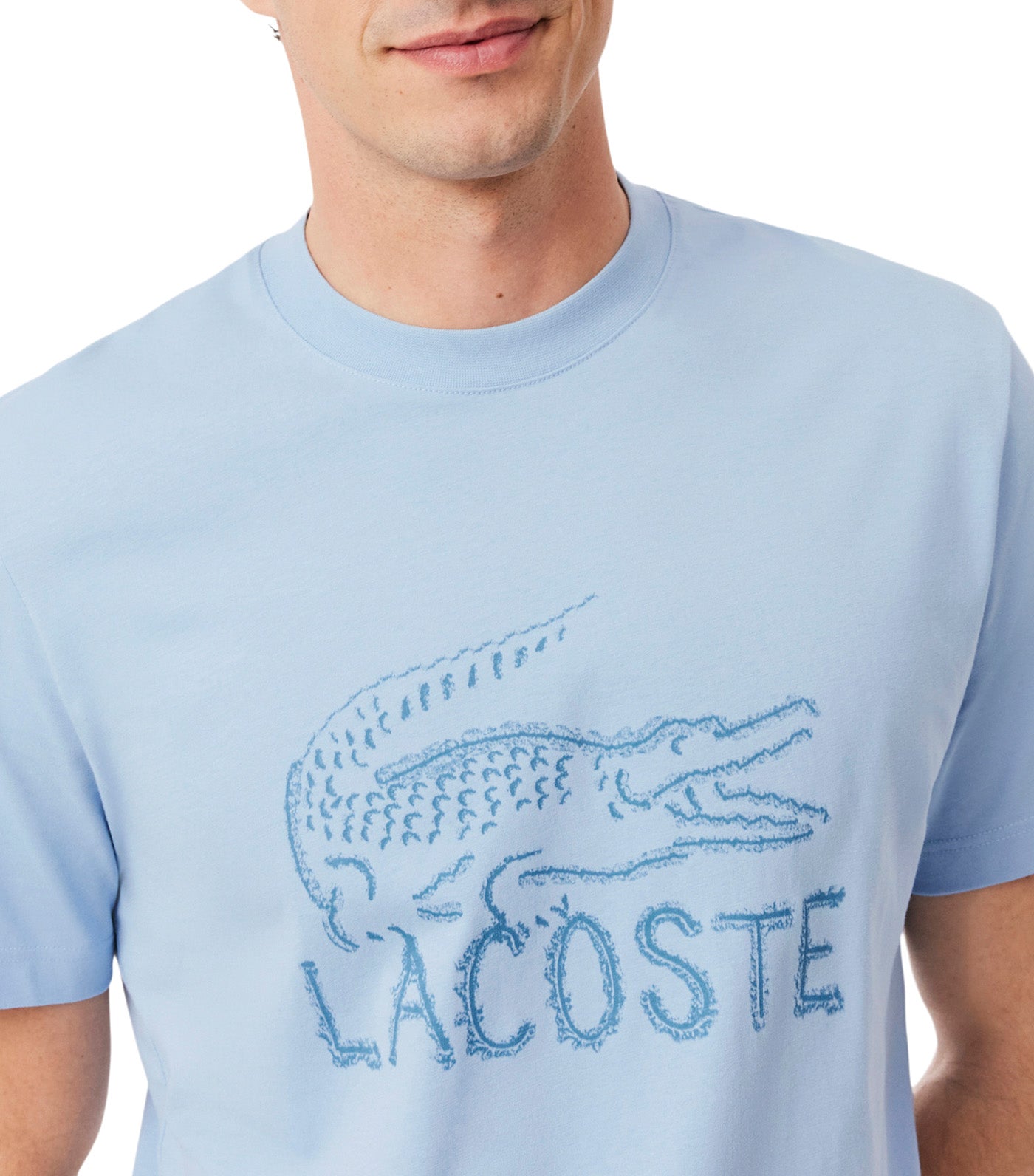 Printed Cotton T-Shirt Chambray