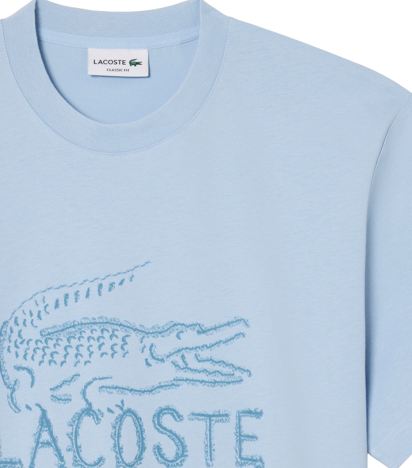 Printed Cotton T-Shirt Chambray