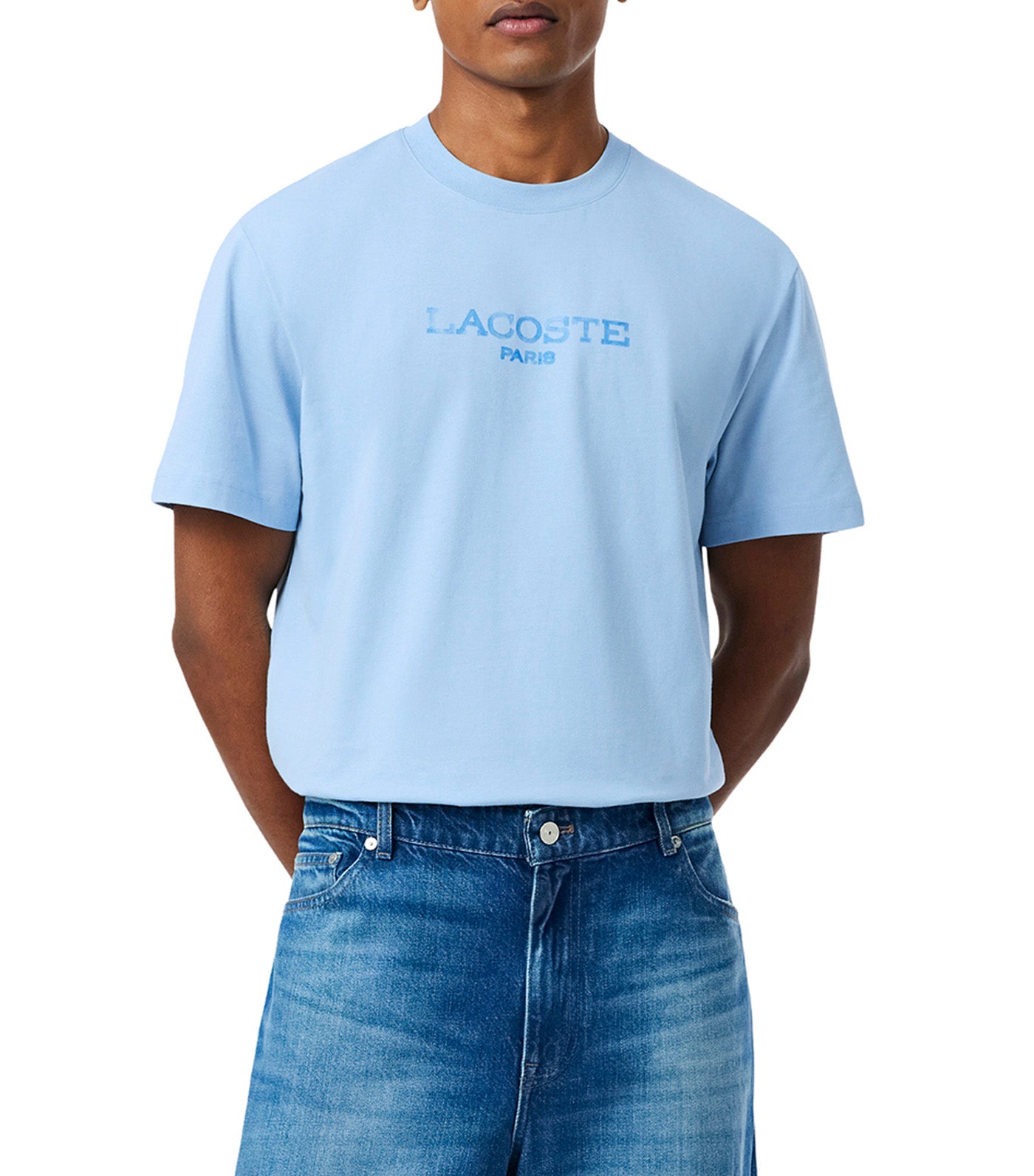 Printed Cotton T-Shirt Chambray