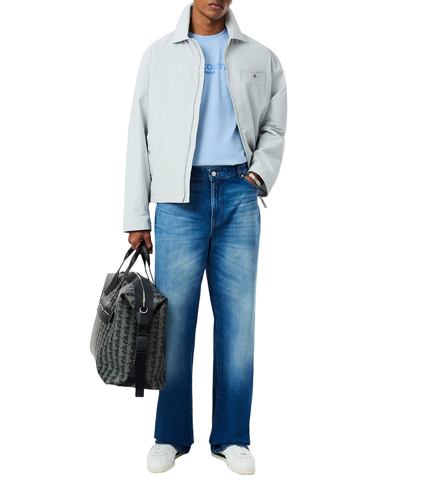 Printed Cotton T-Shirt Chambray