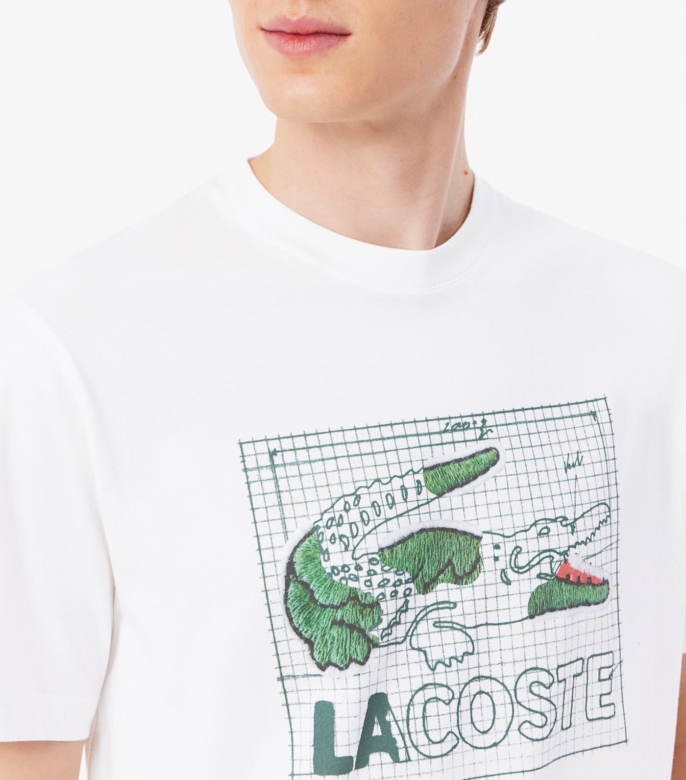 Lacoste Printed Cotton T-Shirt White