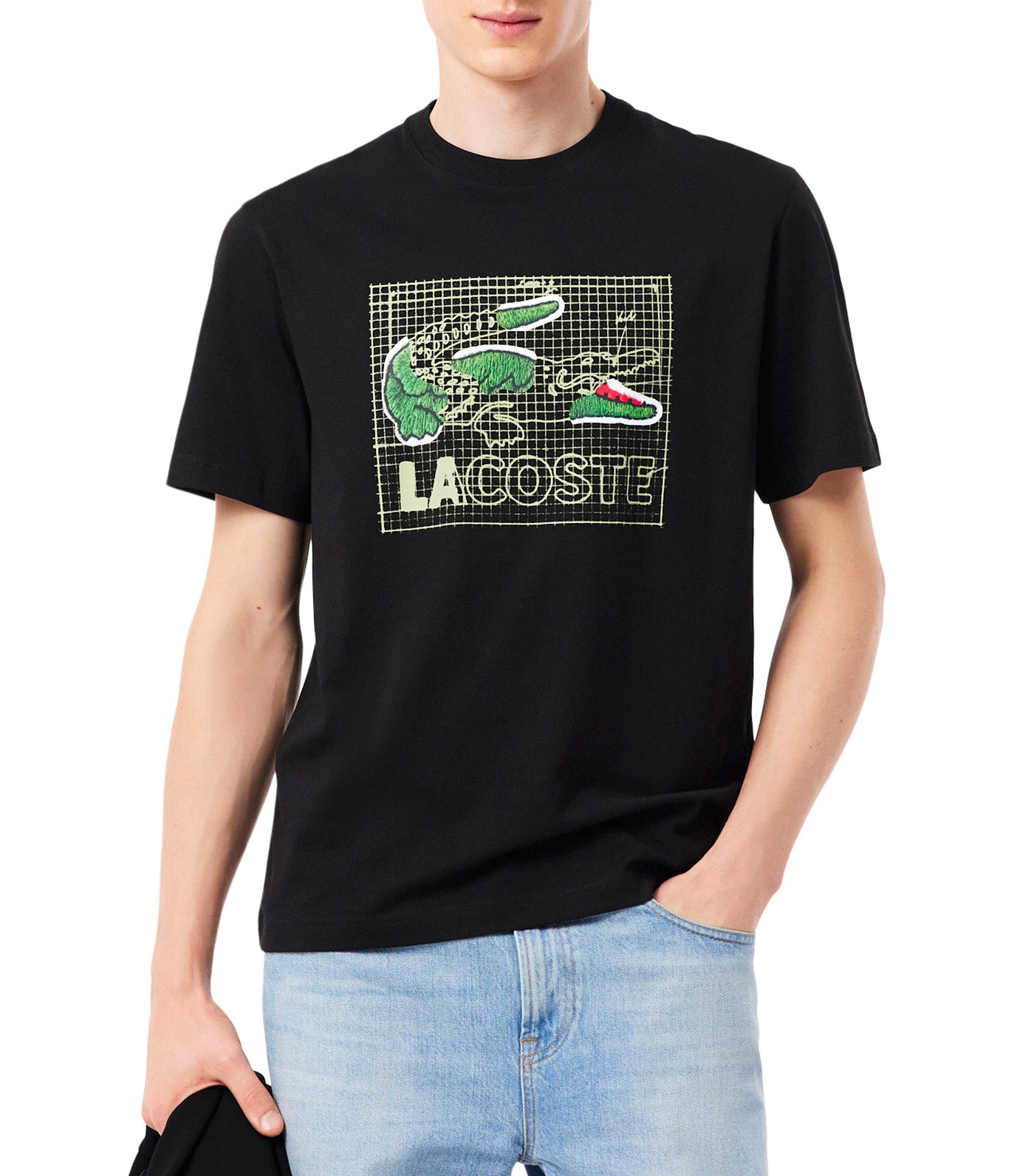Lacoste Printed Cotton T-Shirt Black