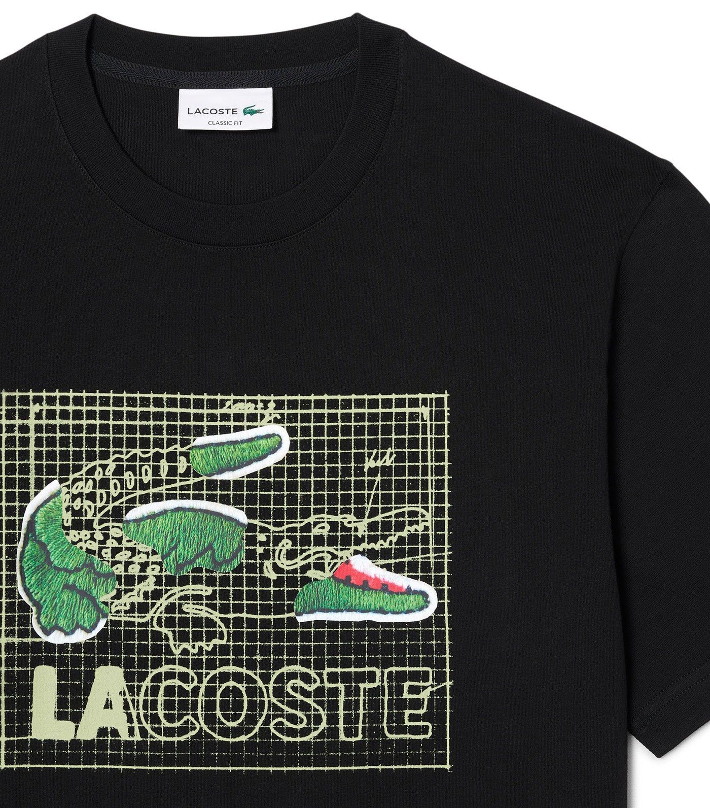 Lacoste Printed Cotton T-Shirt Black