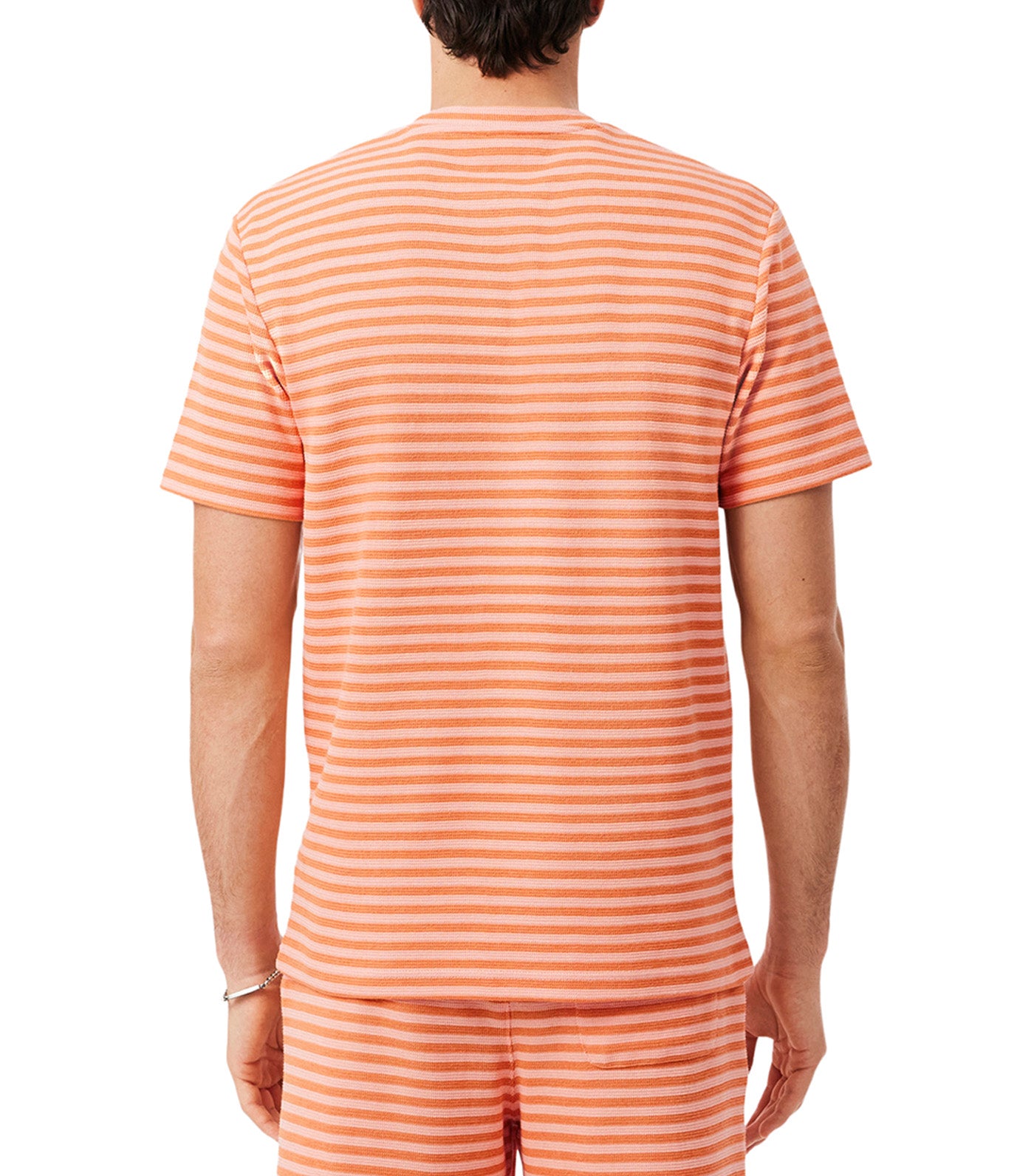 Textured Striped Cotton T-Shirt Miami/Blossom
