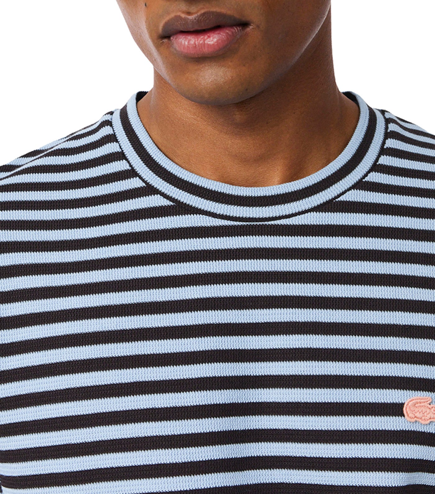 Textured Striped Cotton T-Shirt Chambray/Buffalo