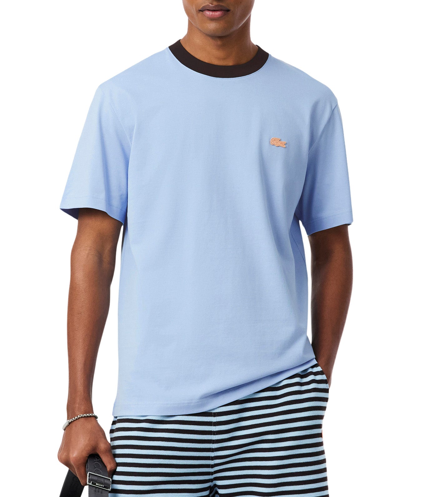 Classic Fit Colour-Block Cotton T-Shirt Chambray