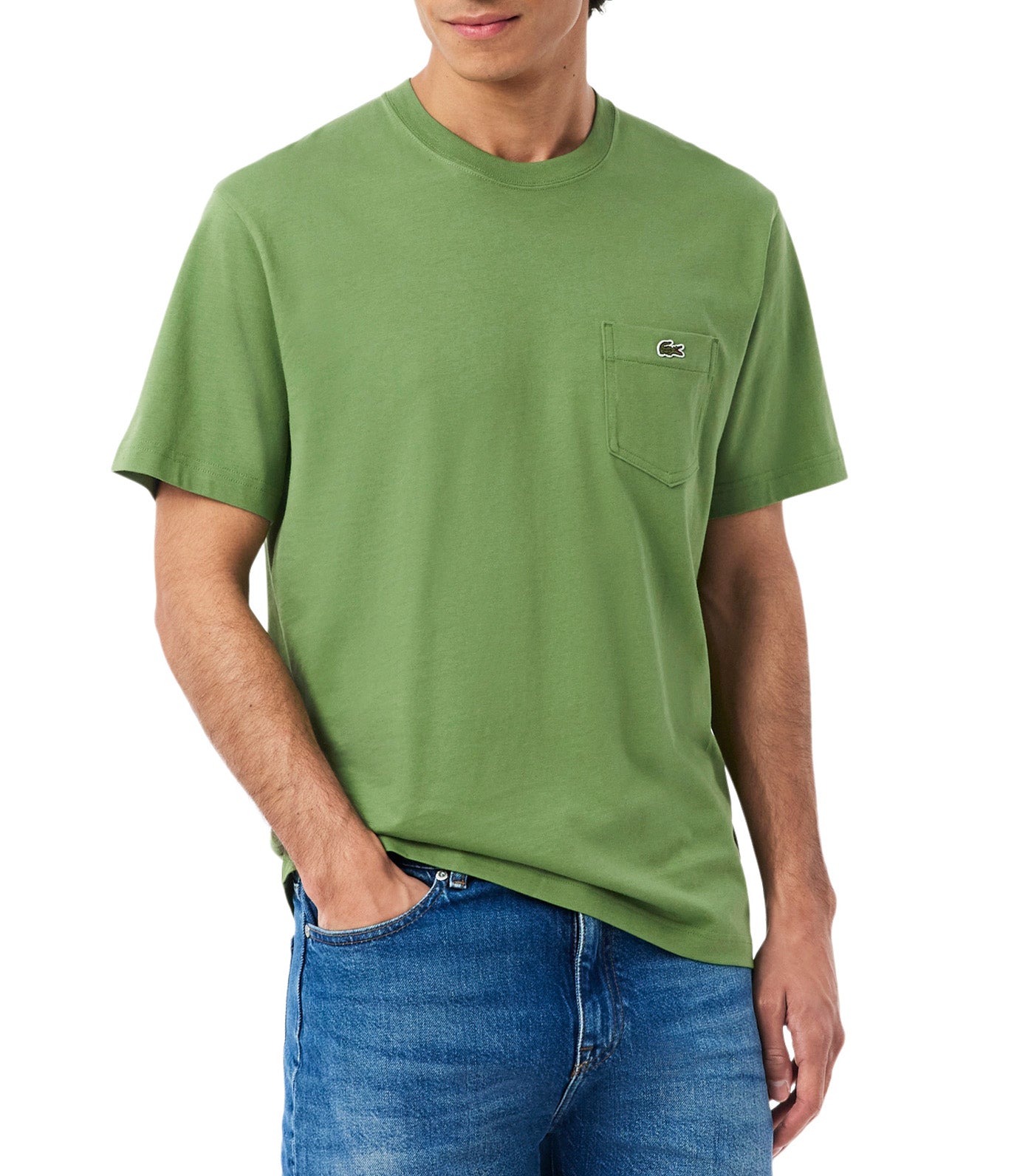 Lacoste Cotton T-Shirt with Breast Pocket Lamb's Lettuce