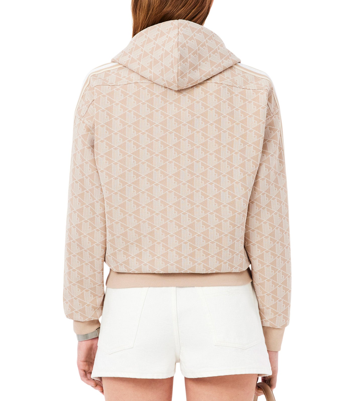 Lacoste Monogram Jacquard Zip Front Hoodie Lionne/Flour