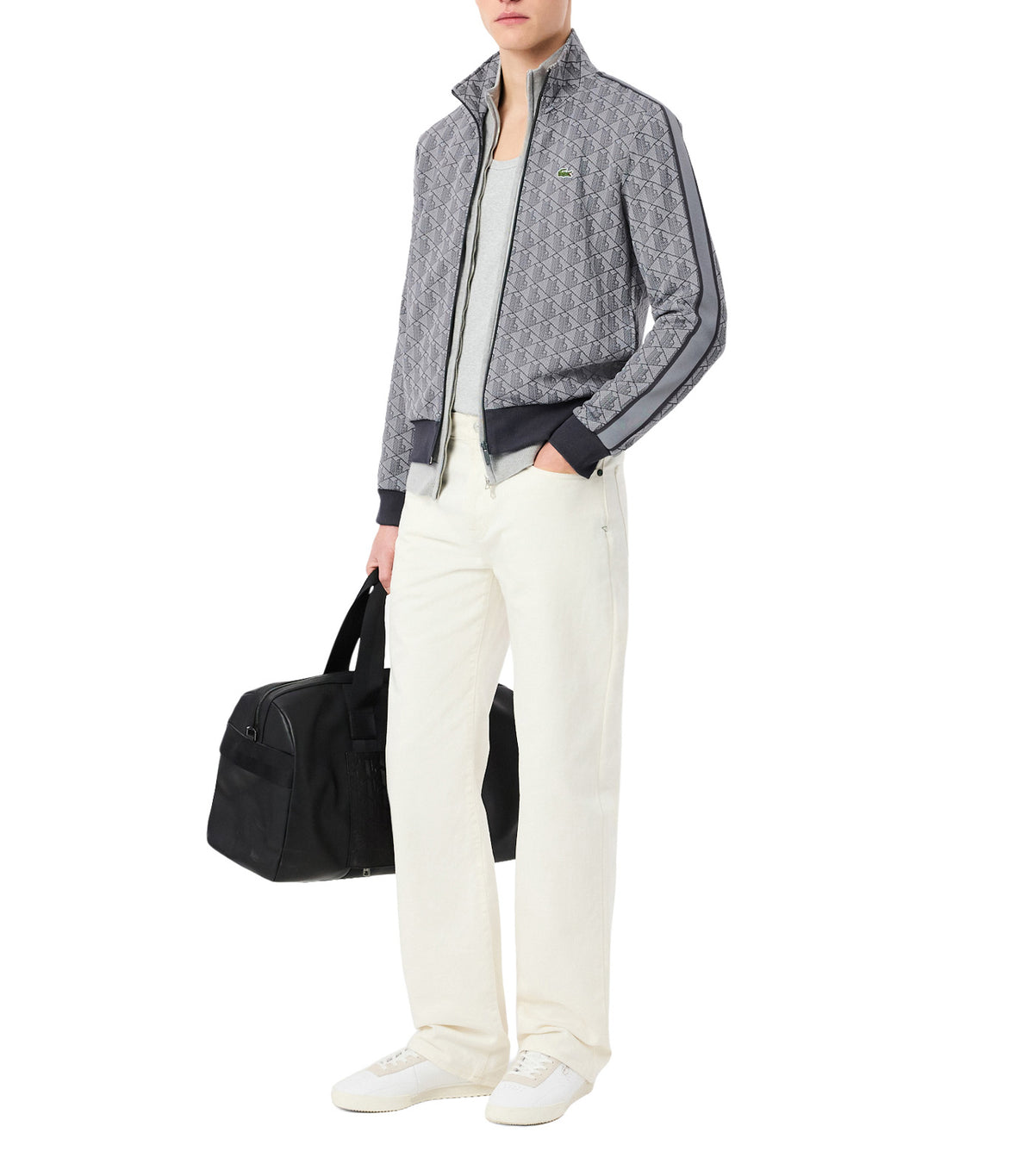 Paris Jacquard Monogram Zipped Sweatshirt Light Gray/Dark Gray