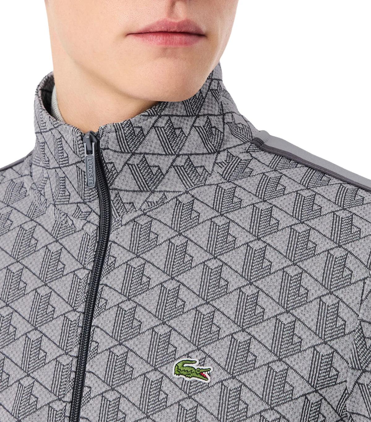 Paris Jacquard Monogram Zipped Sweatshirt Light Gray/Dark Gray