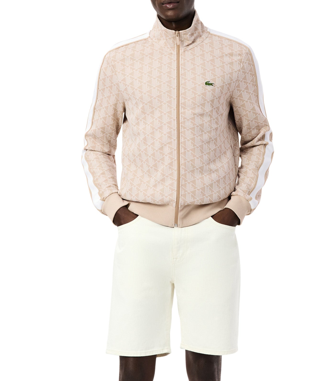 Lacoste Paris Jacquard Monogram Zipped Sweatshirt Lionne/Flour