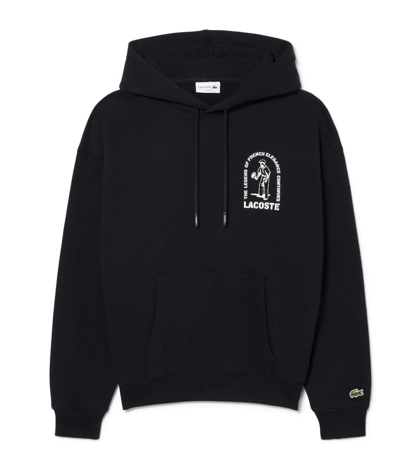 Lacoste Loose Fit Printed Hoodie Black