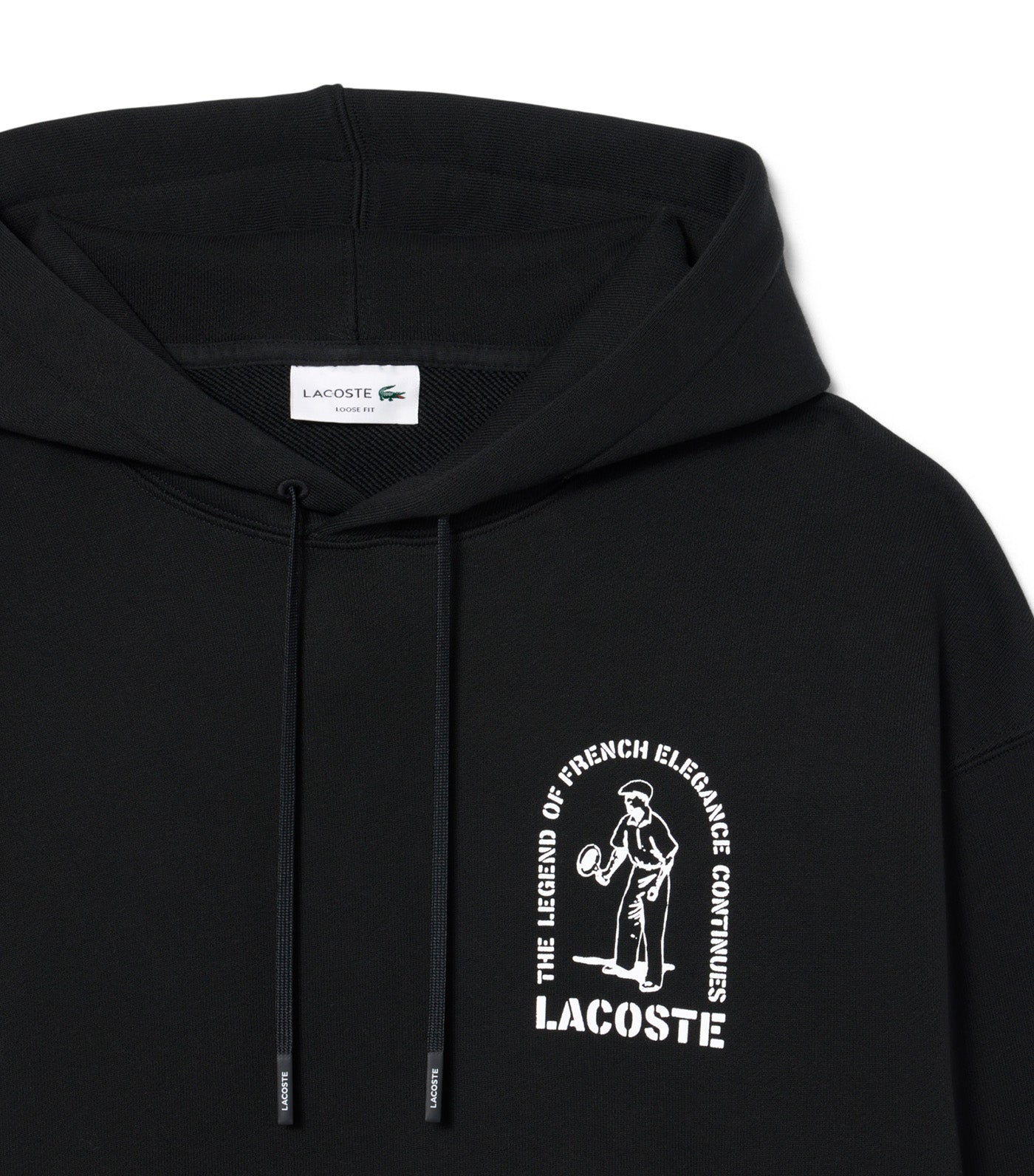 Lacoste Loose Fit Printed Hoodie Black