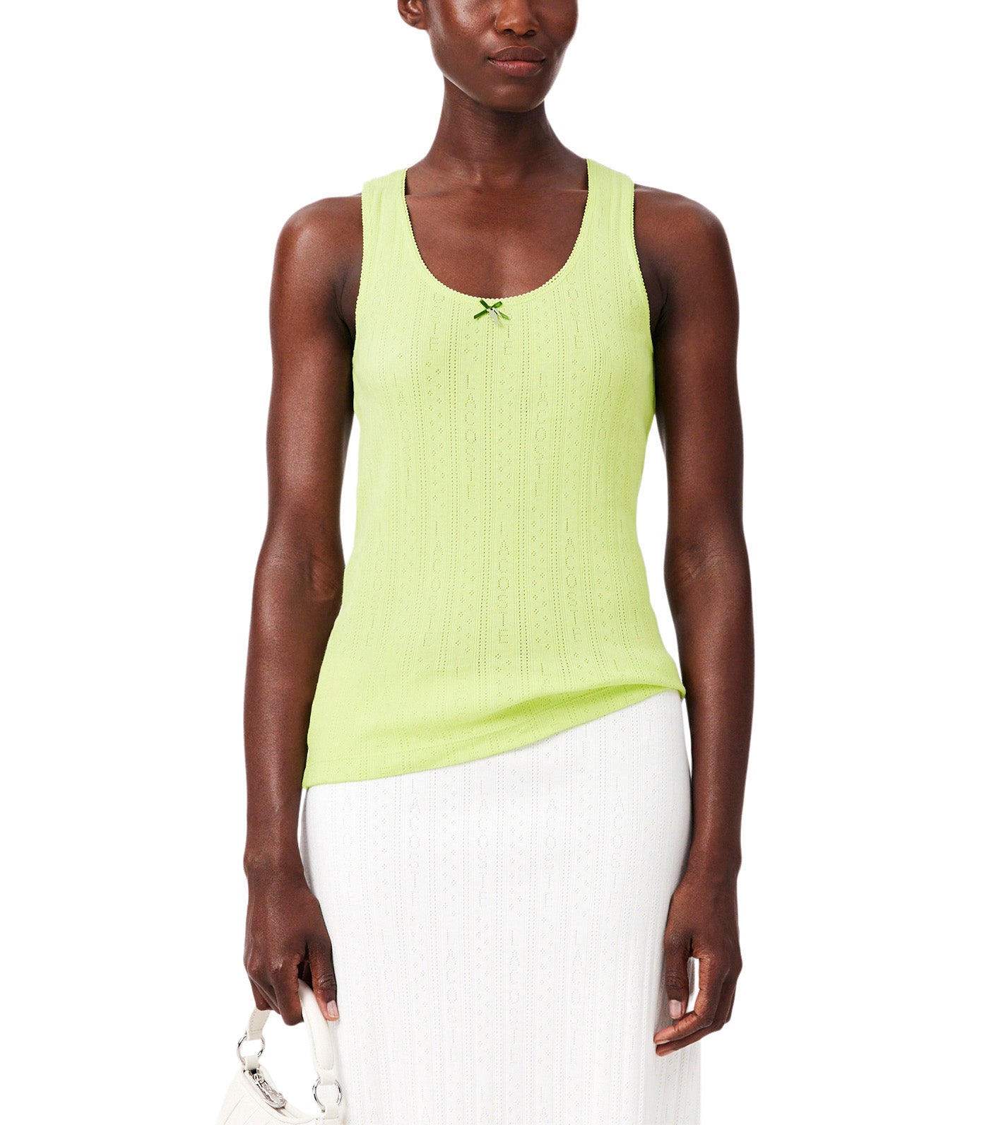 Slim Fit Pointelle Knit Cotton Tank Top