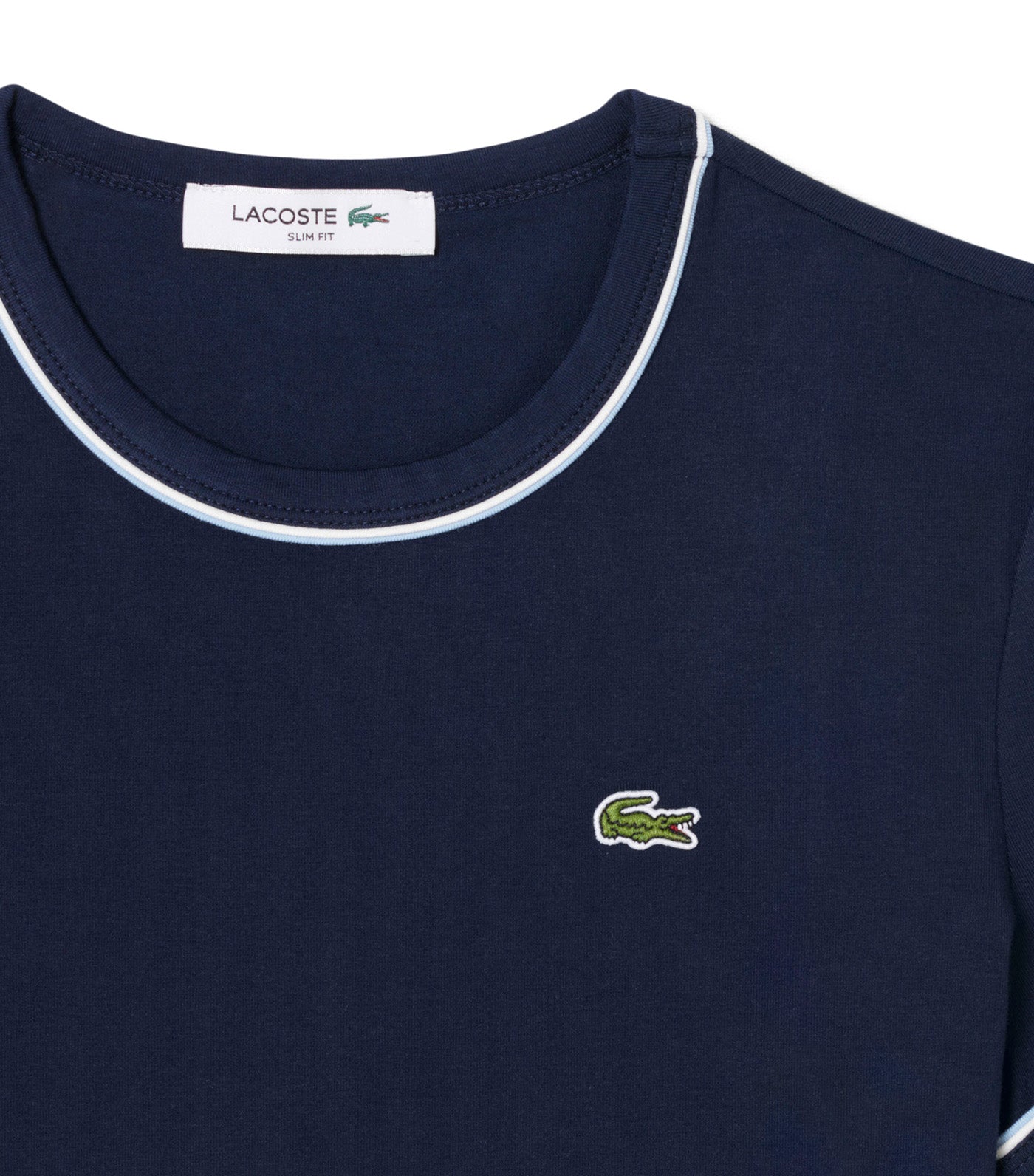 Lacoste Contrast Trim Jersey T-Shirt Navy Blue/Chambray/Flour