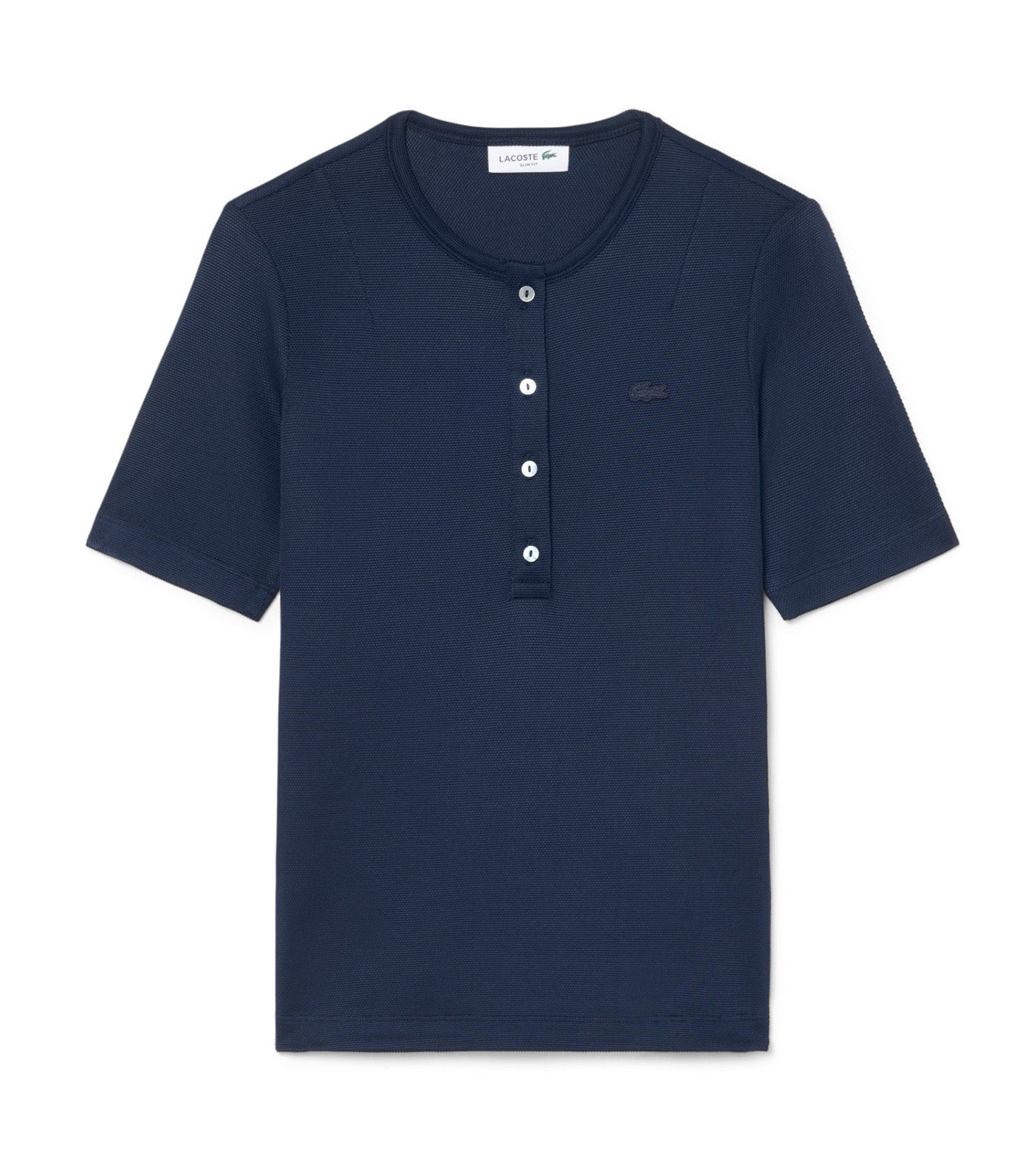 Slim Fit Glossy Piqué Piqué T-Shirt Navy Blue