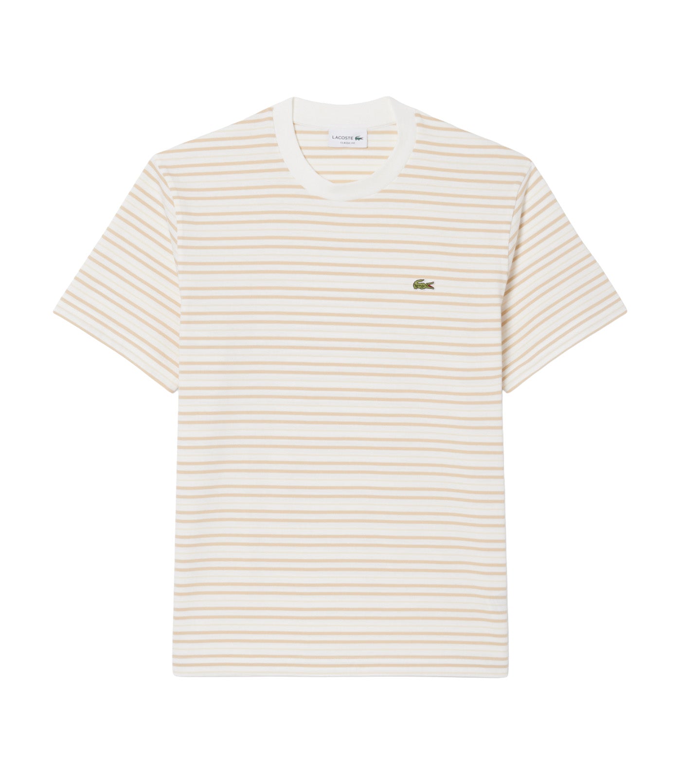 Lacoste Striped Cotton T-Shirt Millet/Flour