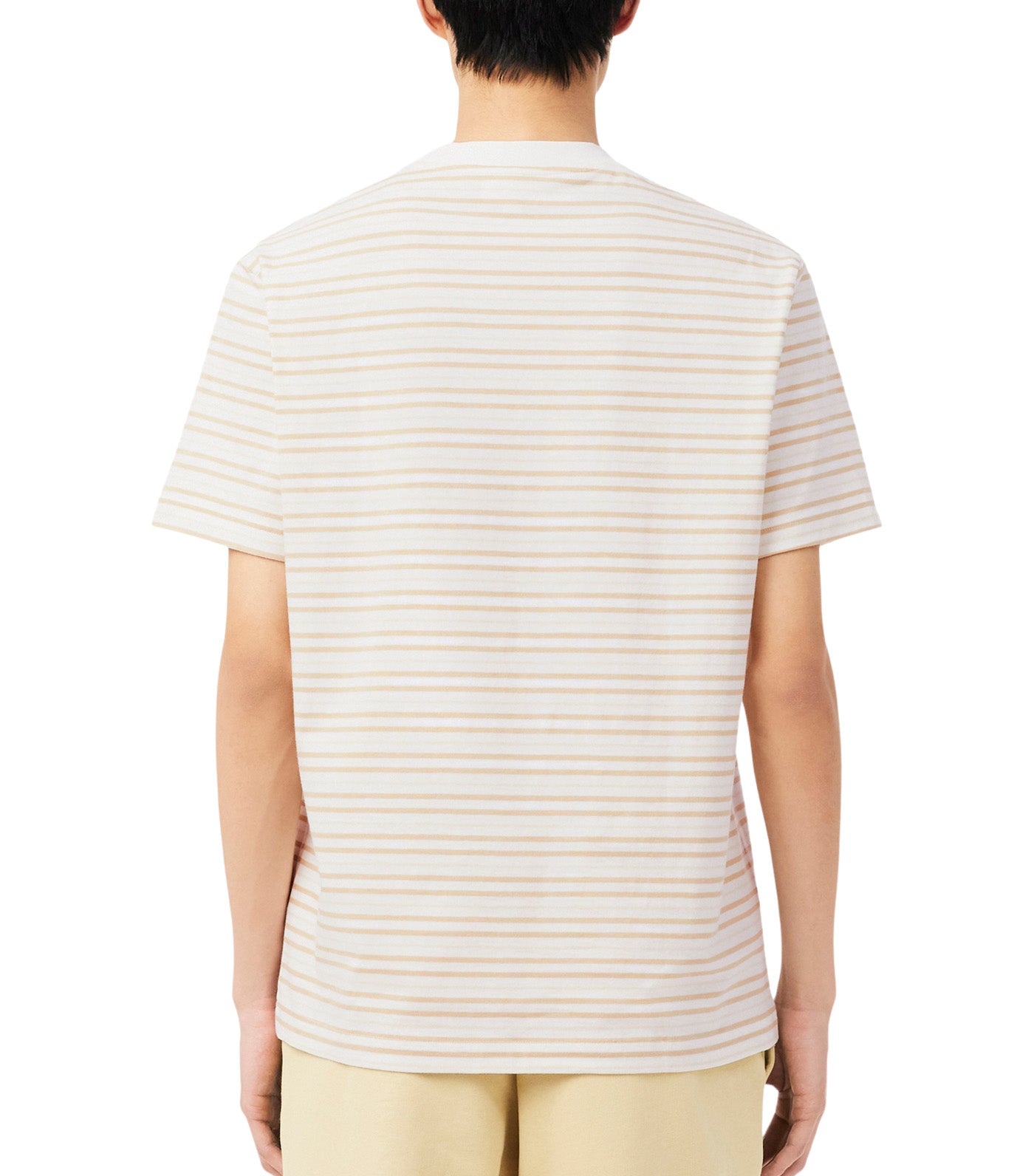 Lacoste Striped Cotton T-Shirt Millet/Flour