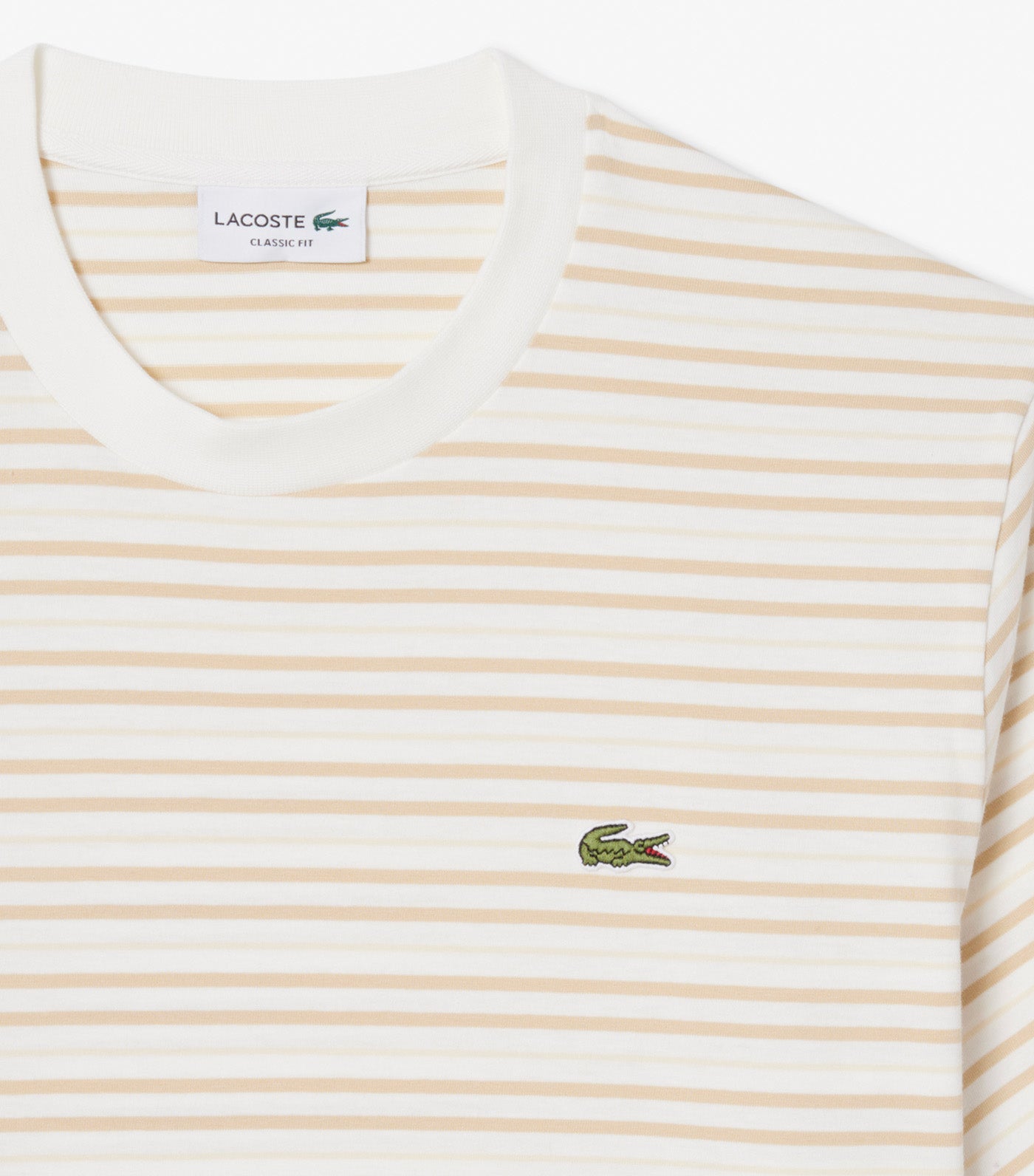 Lacoste Striped Cotton T-Shirt Millet/Flour