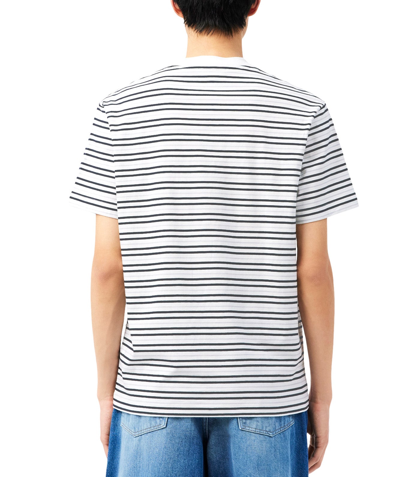 Lacoste Striped Cotton T-Shirt Blackbird/Flour