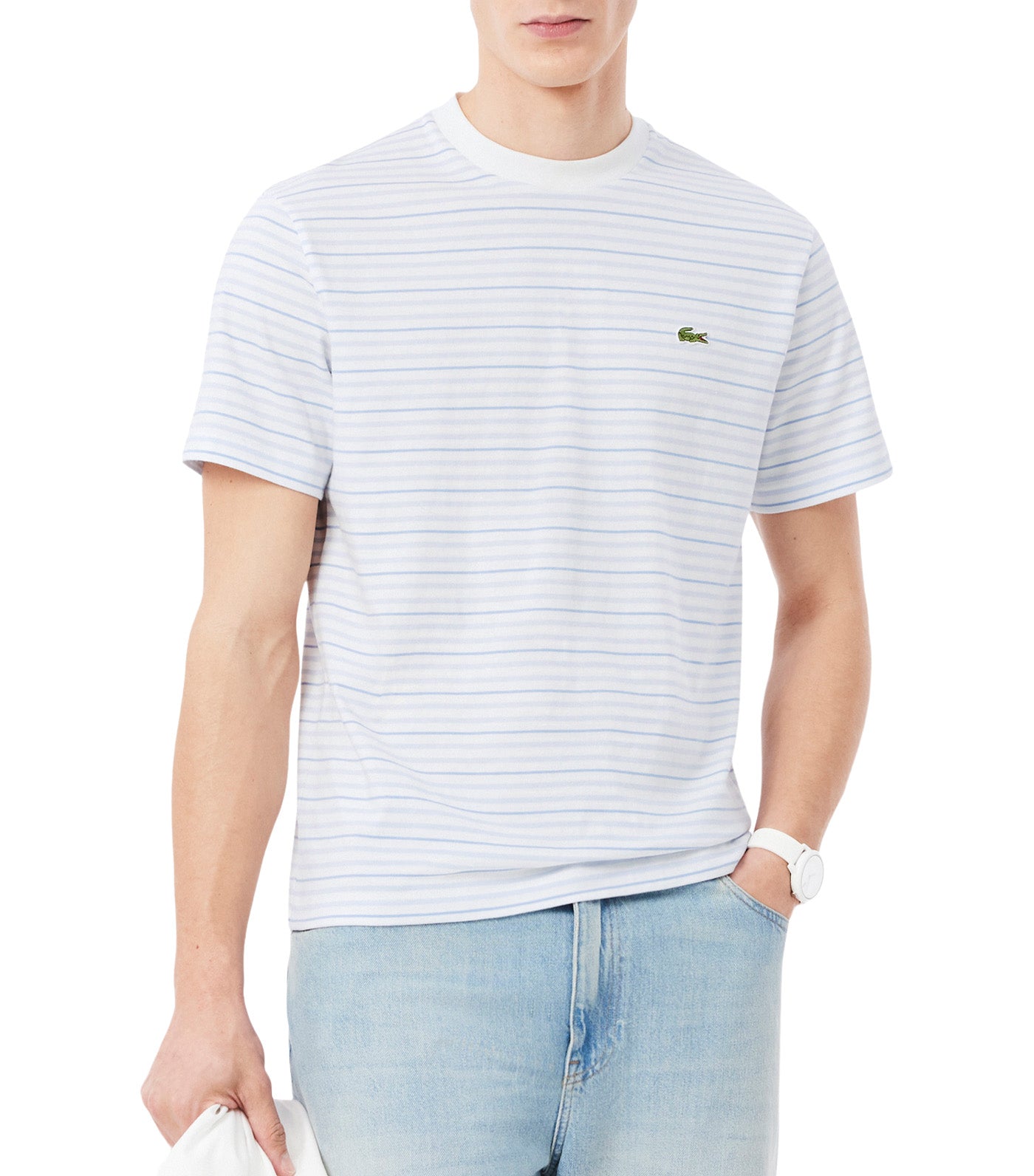 Lacoste Striped Cotton T-Shirt Pheonix Blue/Flour