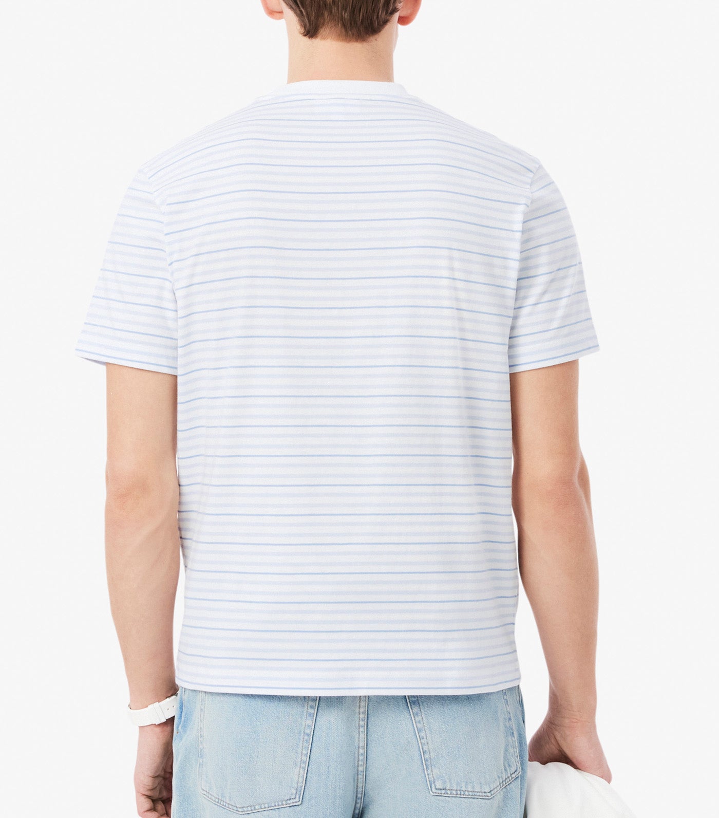 Lacoste Striped Cotton T-Shirt Pheonix Blue/Flour