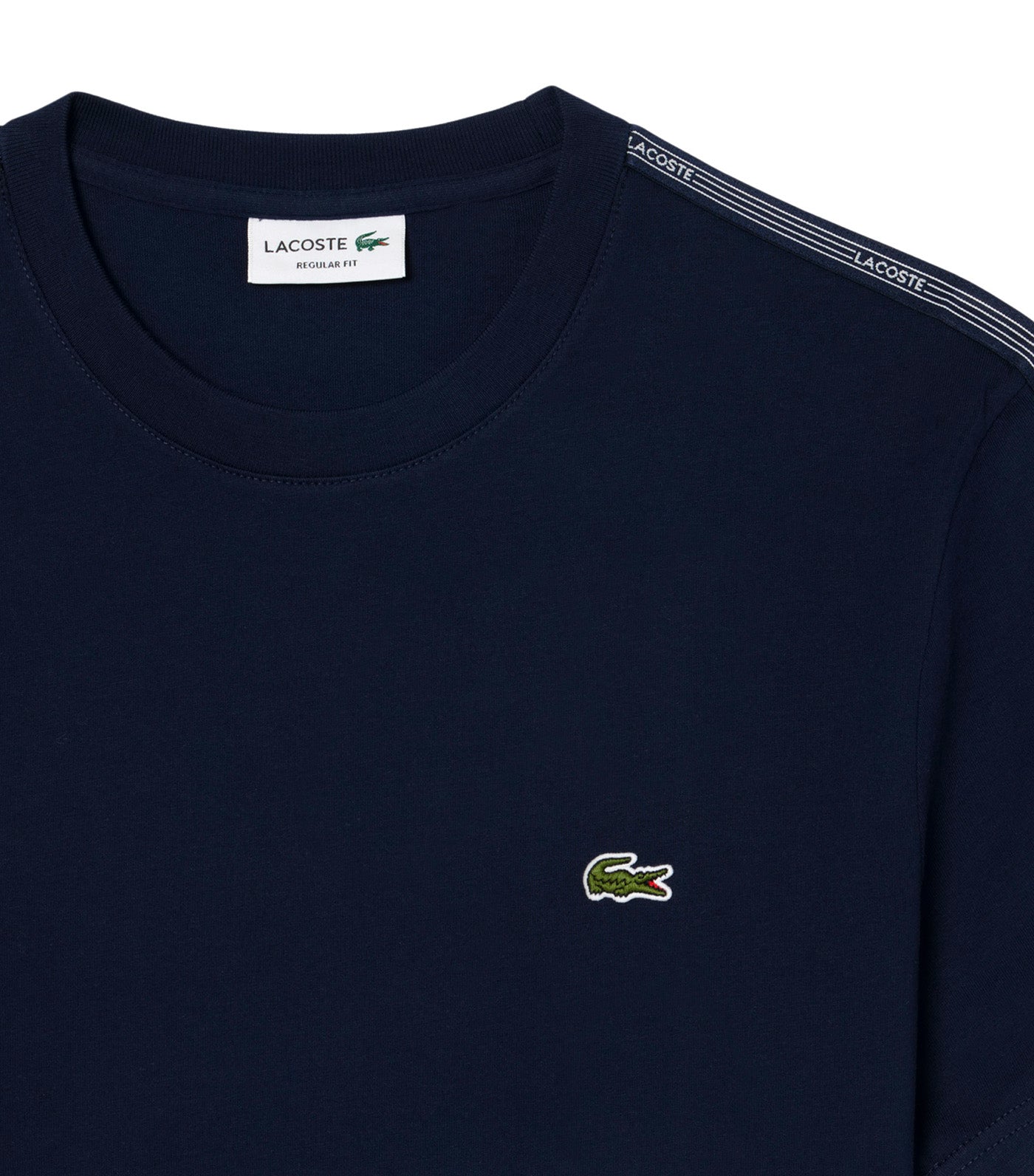 Lacoste Branded Stripe Band T-Shirt Navy Blue