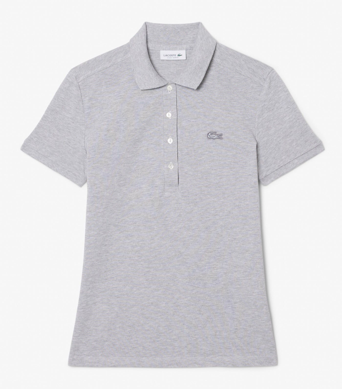 Lacoste L.12.D Slim Fit Stretch Mini Pique Polo Shirt Silver Chine