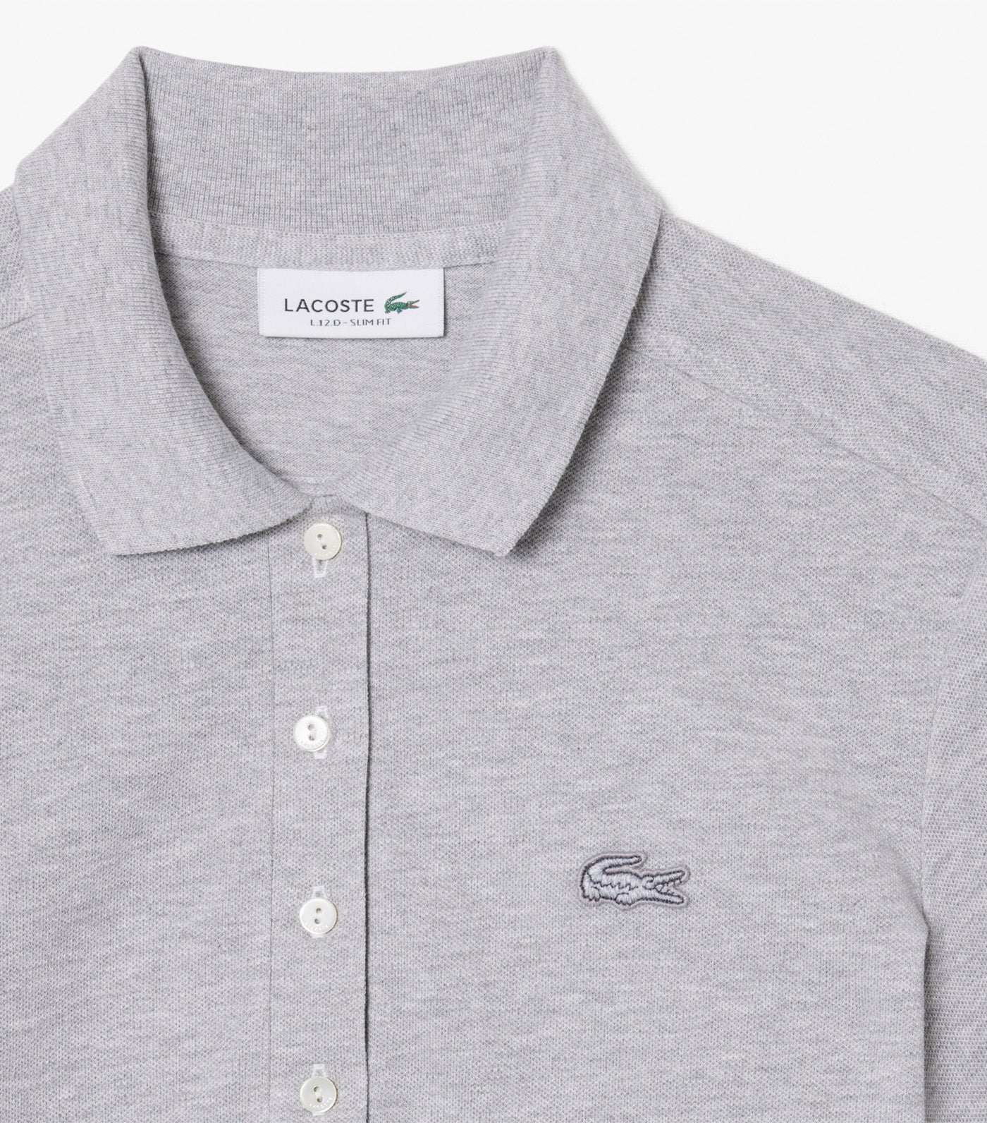 Lacoste L.12.D Slim Fit Stretch Mini Pique Polo Shirt Silver Chine