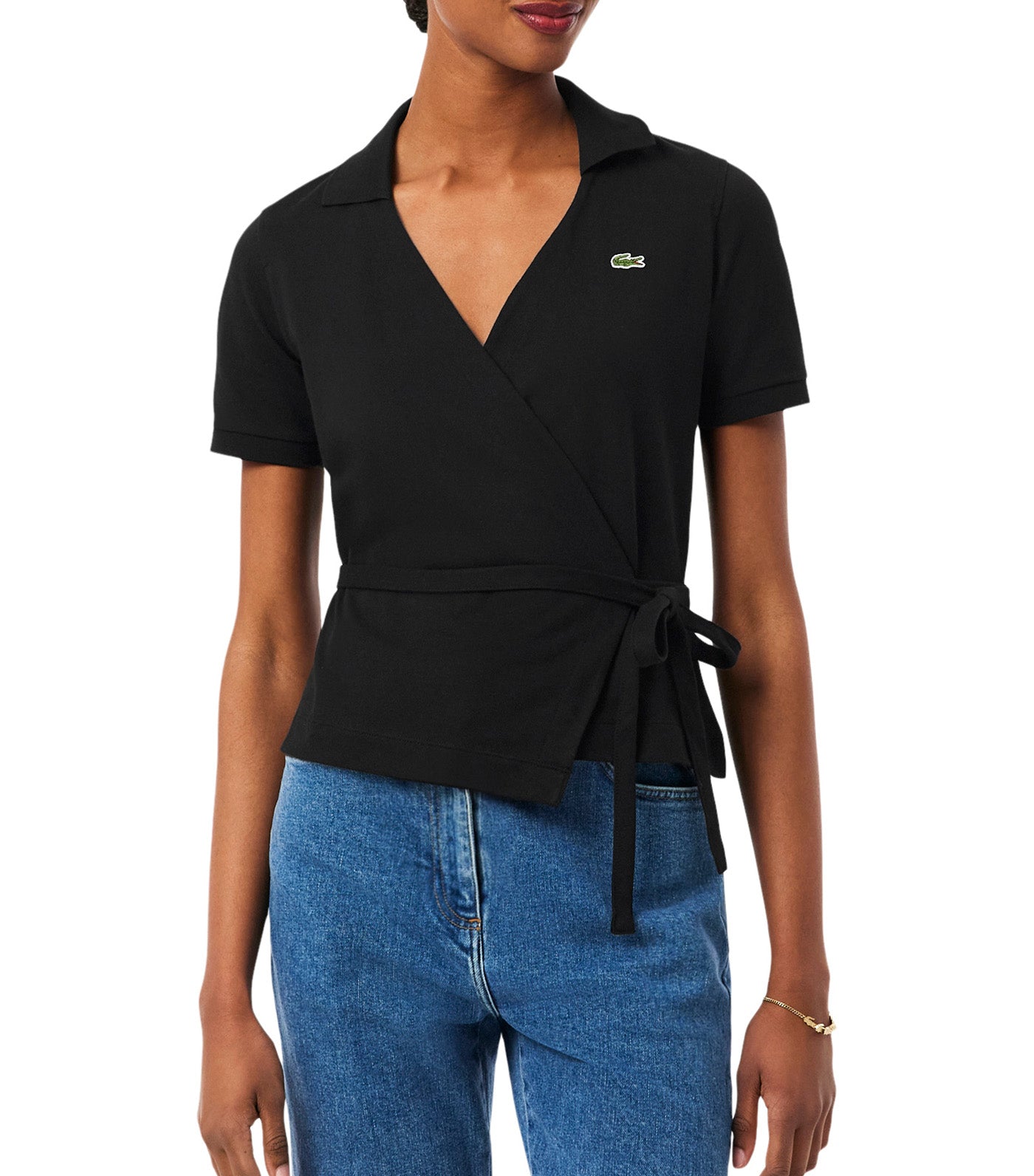 Stretch Mini Piqué Wrap Polo Shirt