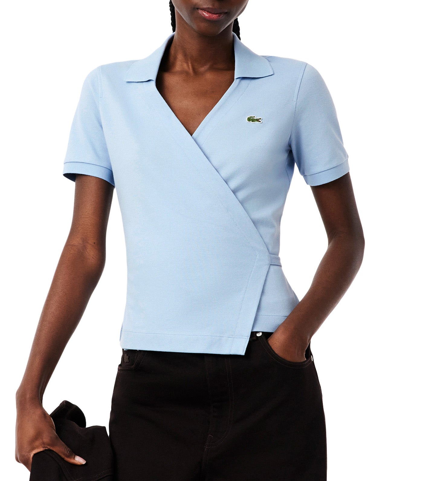 Stretch Mini Piqué Wrap Polo Shirt