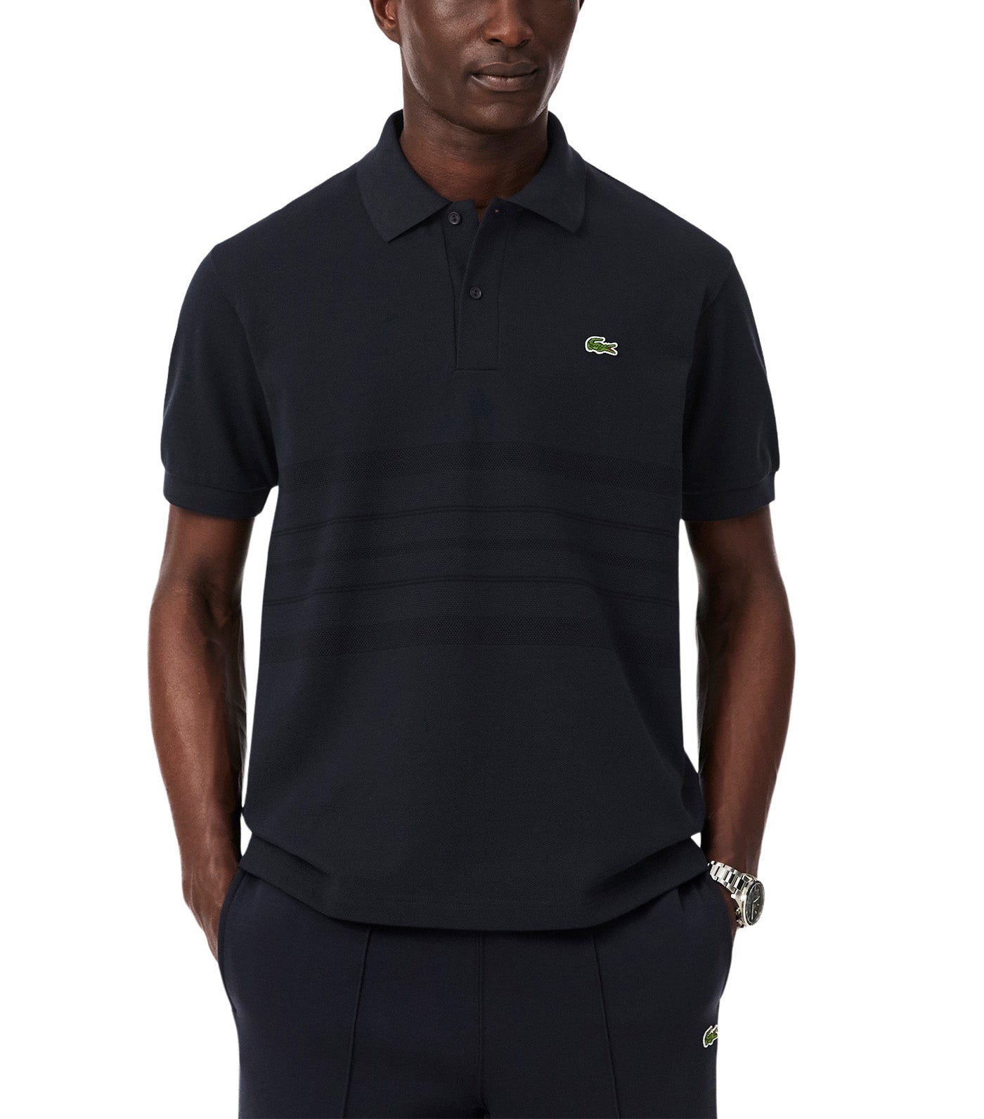 French Made Classic Fit Striped Polo Blackbird