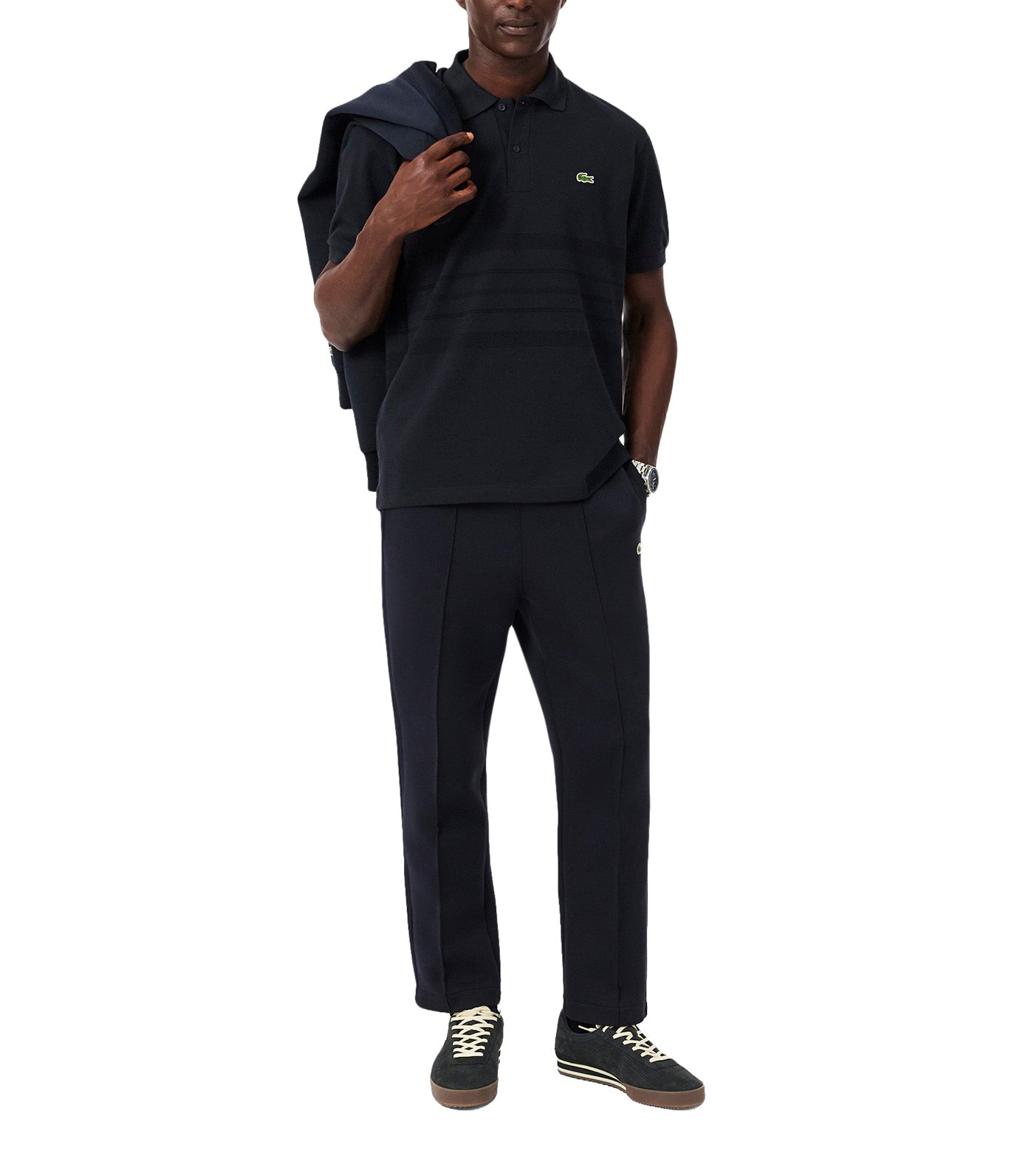 French Made Classic Fit Striped Polo Blackbird