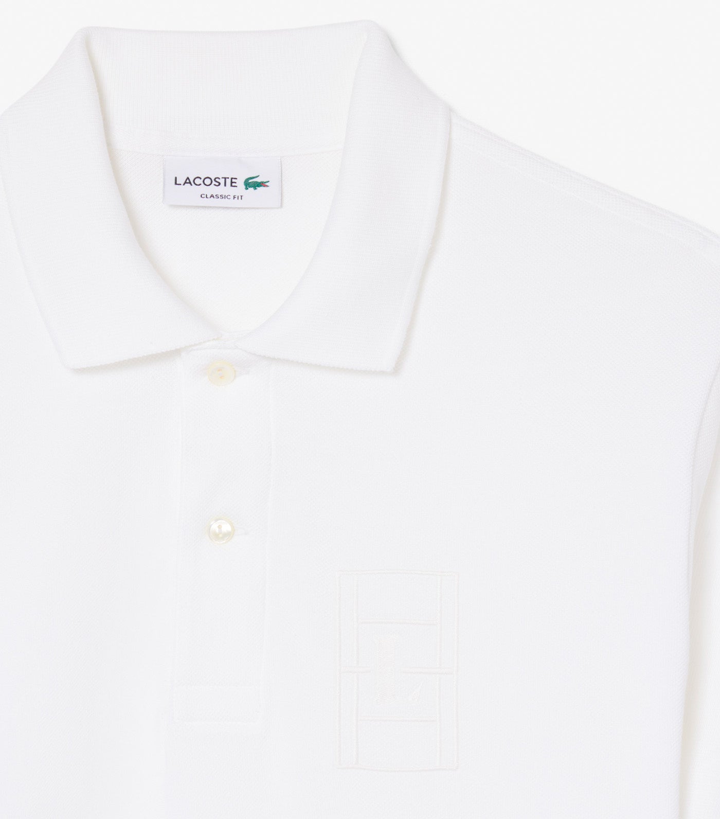 Lacoste Classic Fit Embroidery Detail Petit Piqué Polo Shirt White