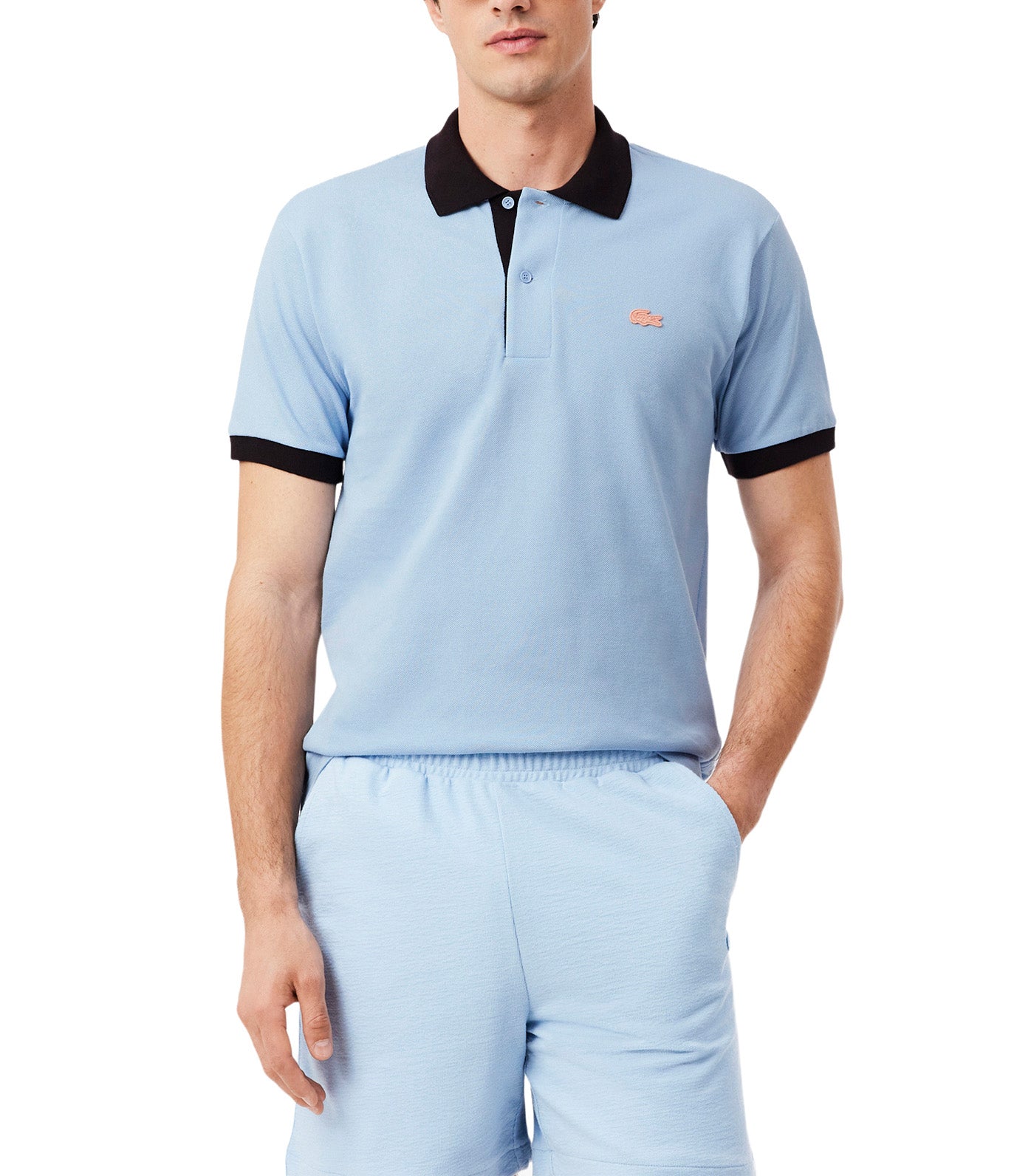 Classic Fit Contrast Rib Polo Shirt Chambray/Buffalo