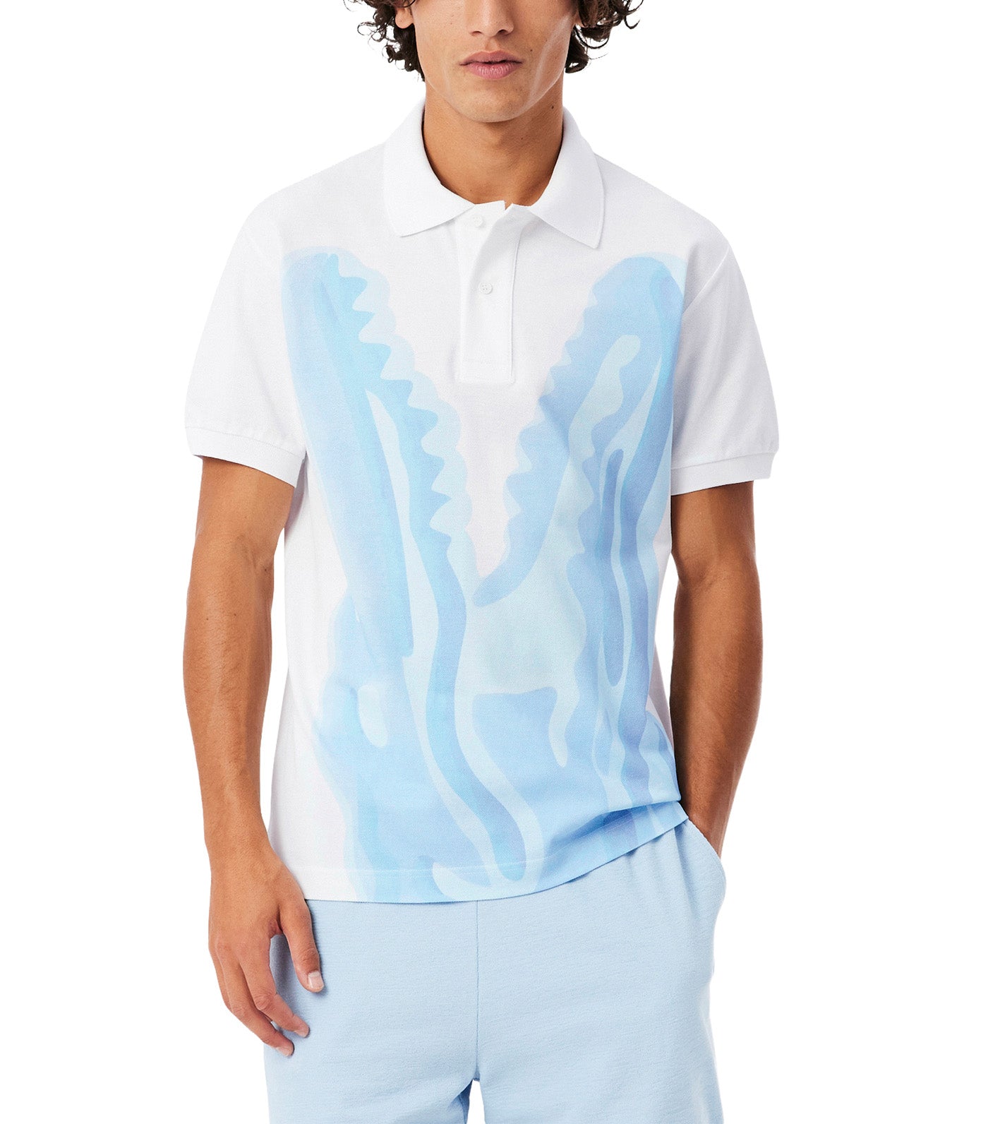 Classic Fit Printed Piqué Polo Shirt White