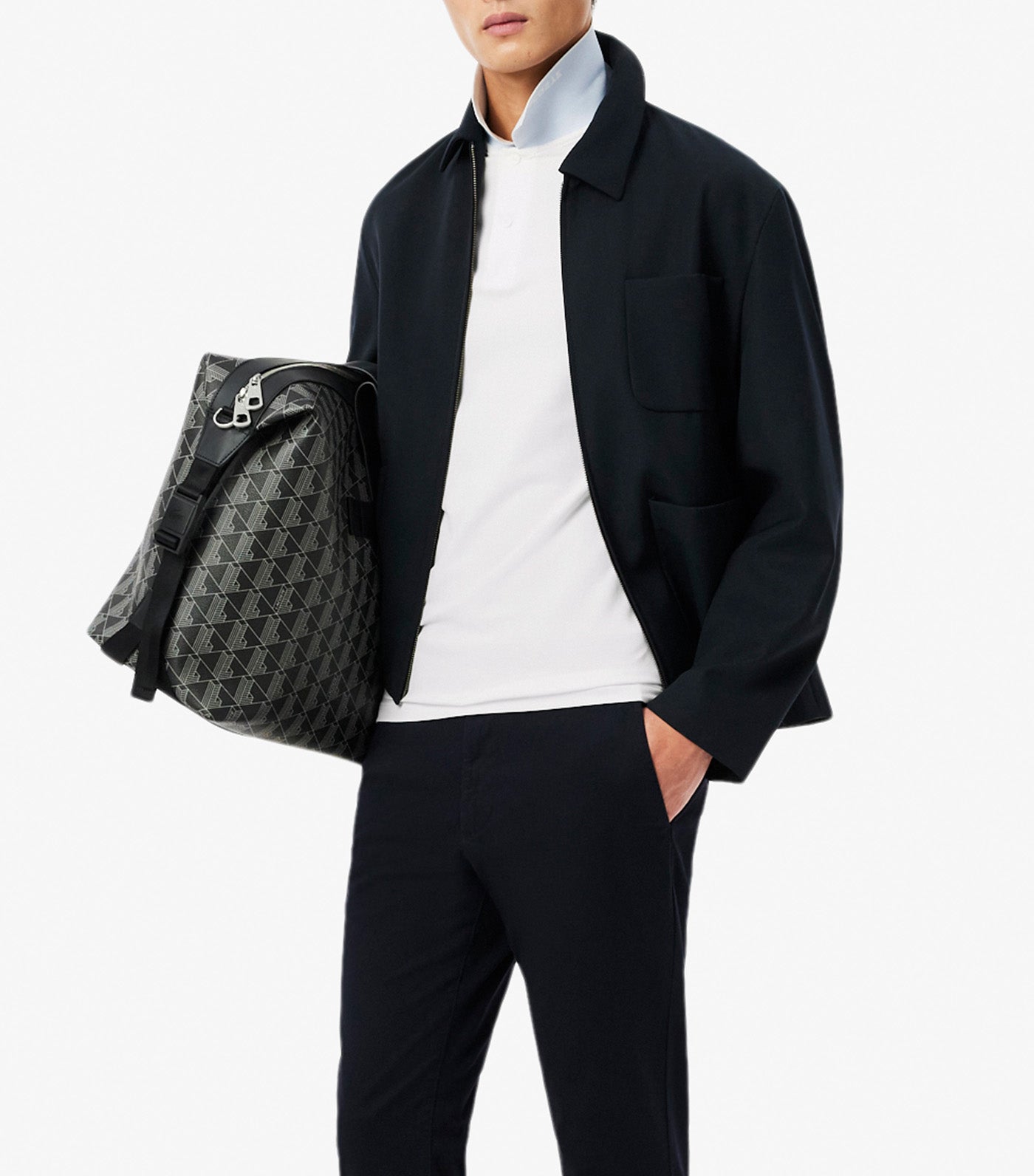 Slim Fit Jacquard Branded Piqué Polo Shirt